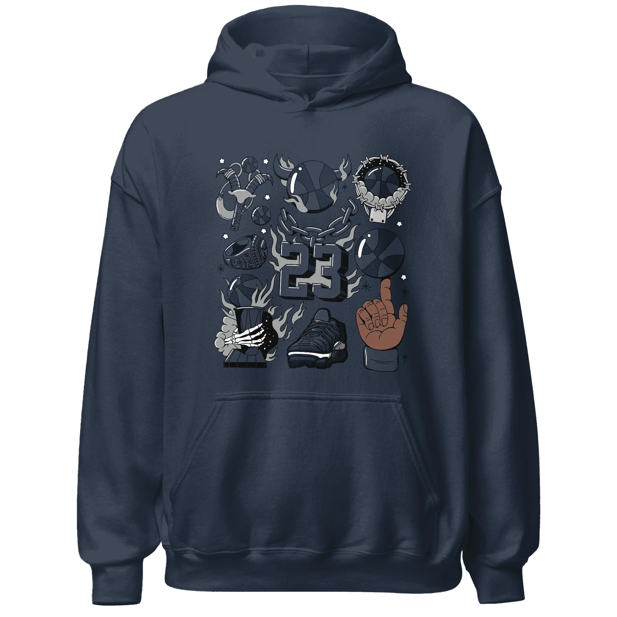 VaporMax-Plus-Midnight-Navy-White-Metallic-Silver-Hoodie-Match-Neclaces-Number-23