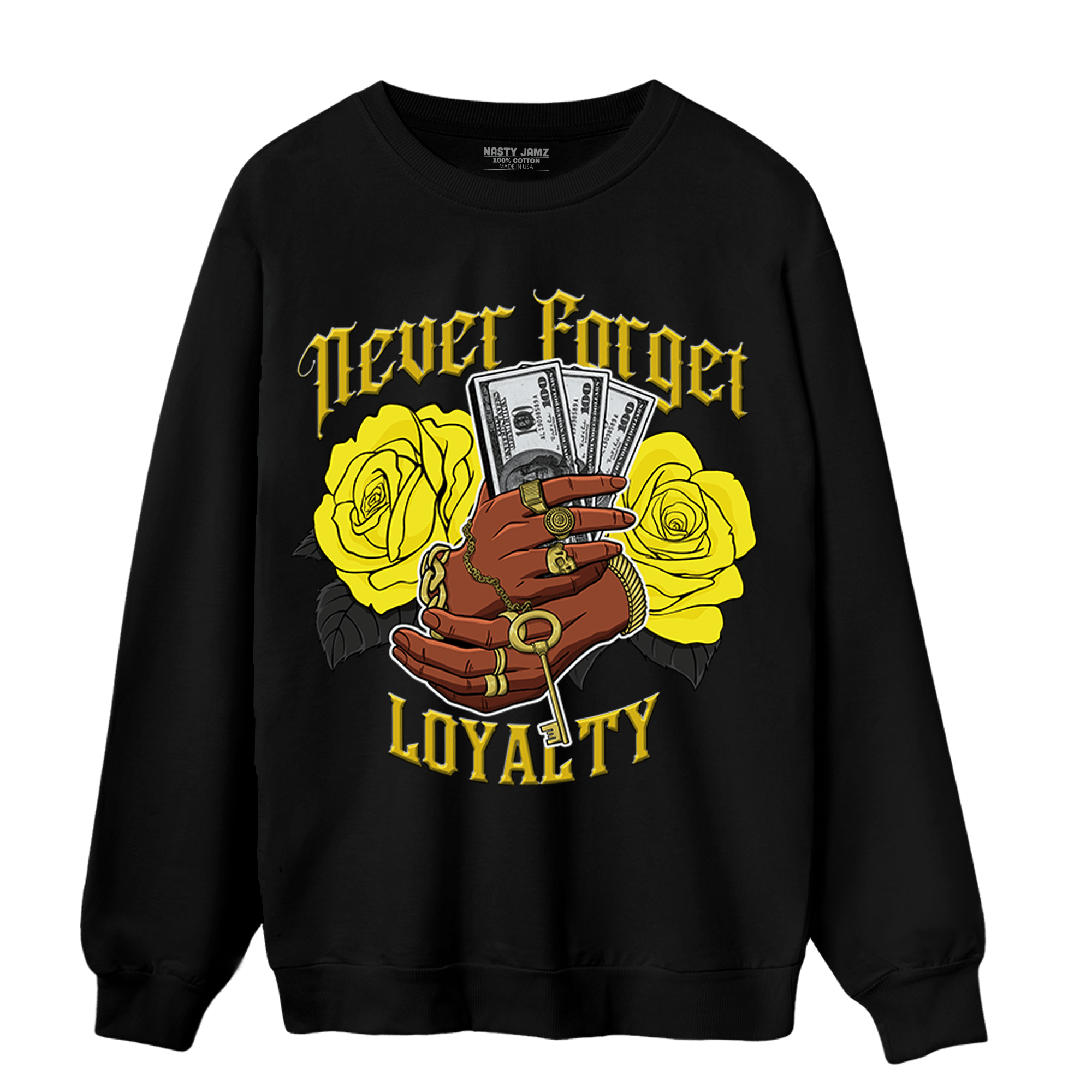 Vivid Sulfur 4s Sweatshirt Match Never Forget Loyalty - NastyJamz
