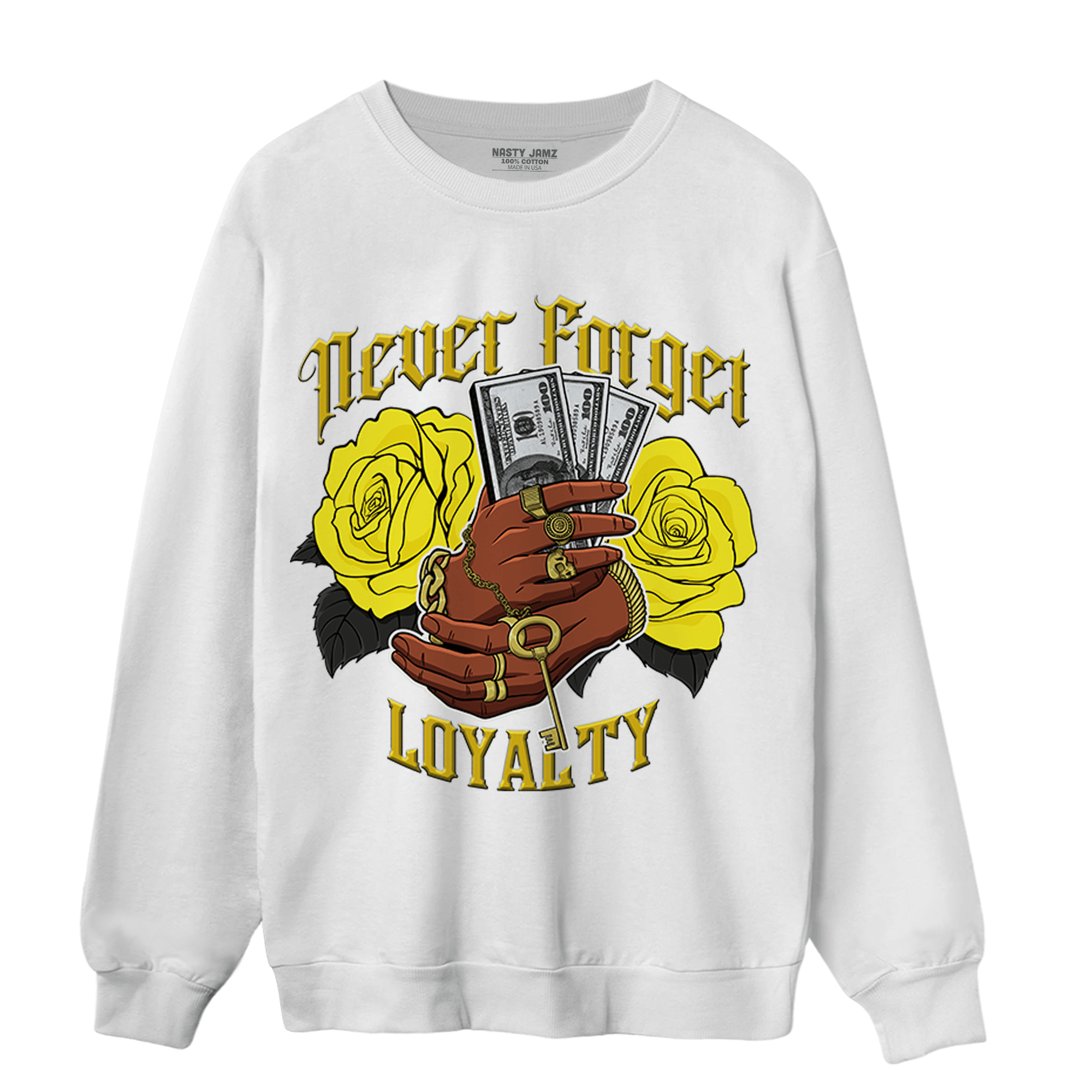 Vivid Sulfur 4s Sweatshirt Match Never Forget Loyalty - NastyJamz