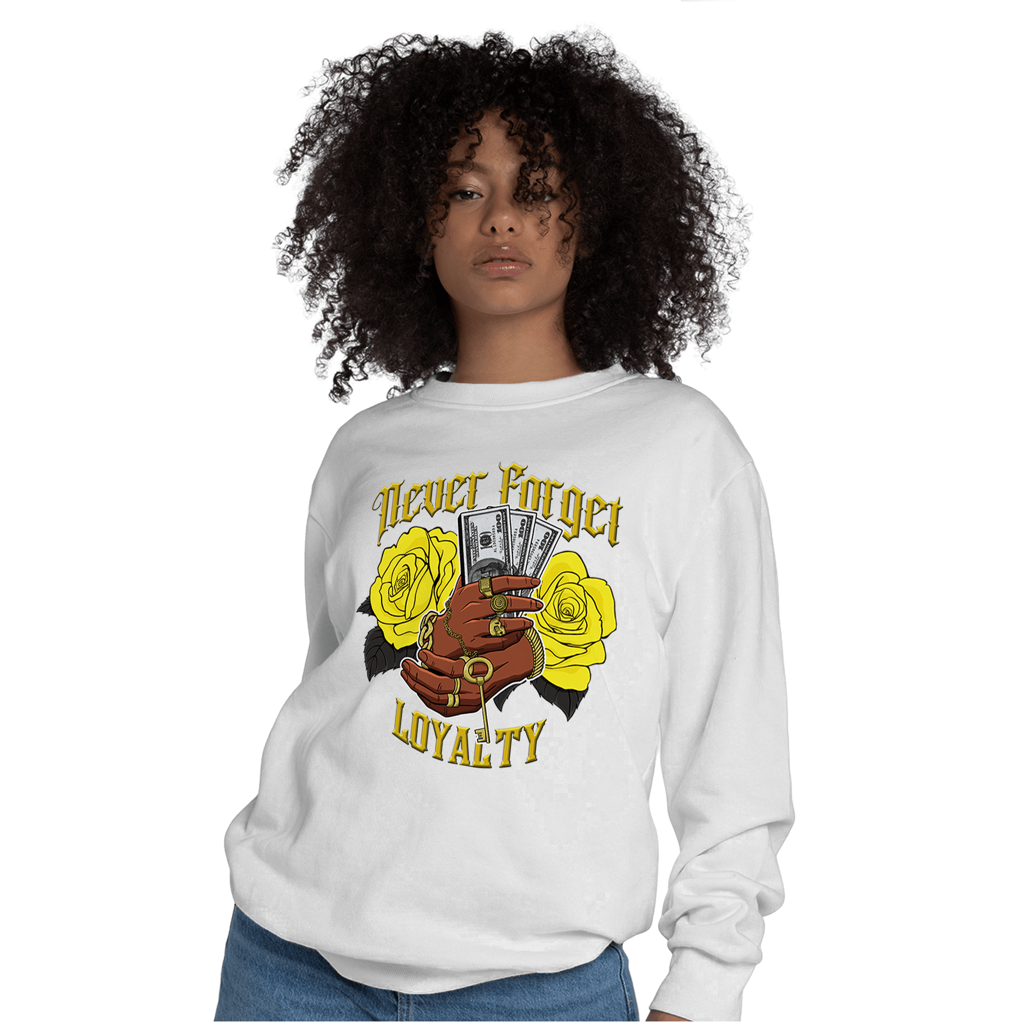Vivid Sulfur 4s Sweatshirt Match Never Forget Loyalty - NastyJamz