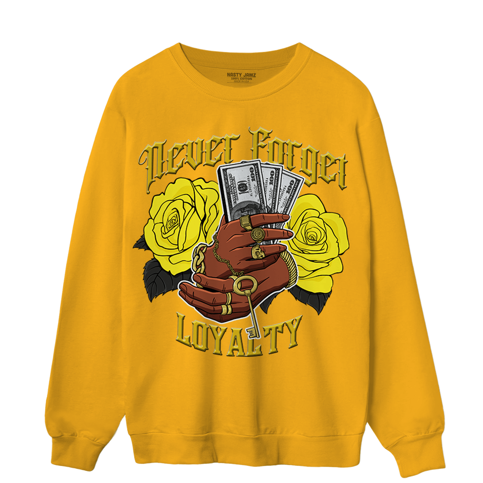 Vivid Sulfur 4s Sweatshirt Match Never Forget Loyalty - NastyJamz