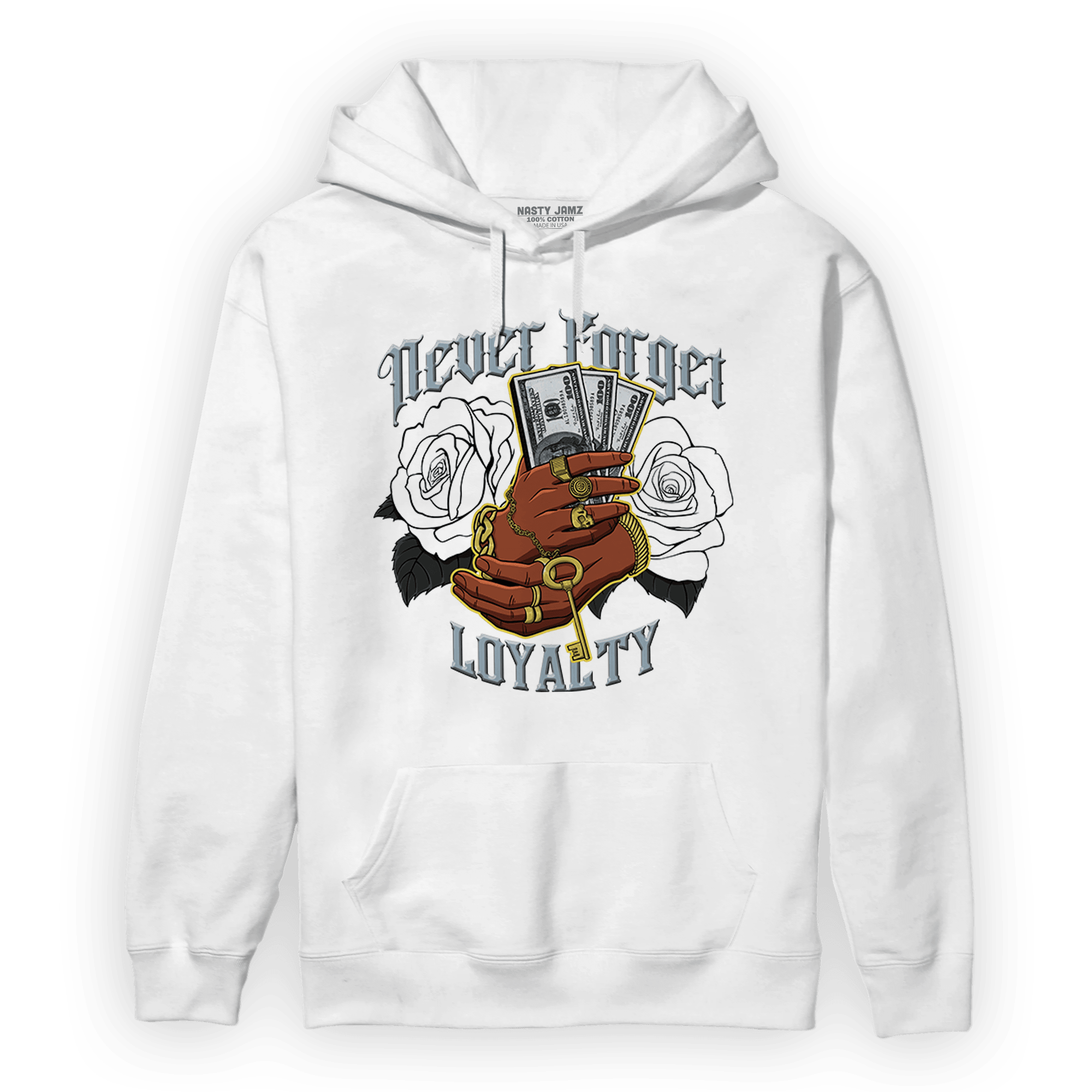 Blue Grey 13s Hoodie Match Never Forget Loyalty - NastyJamz