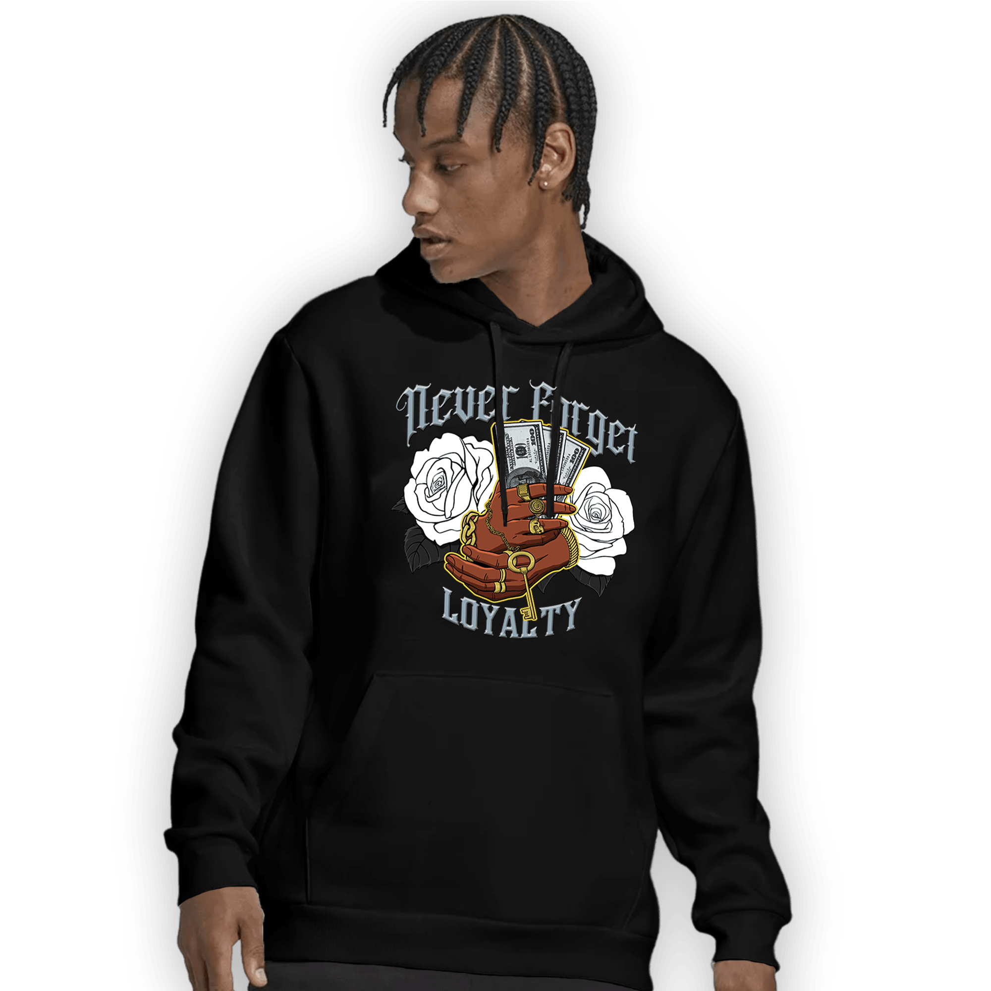 Blue Grey 13s Hoodie Match Never Forget Loyalty - NastyJamz