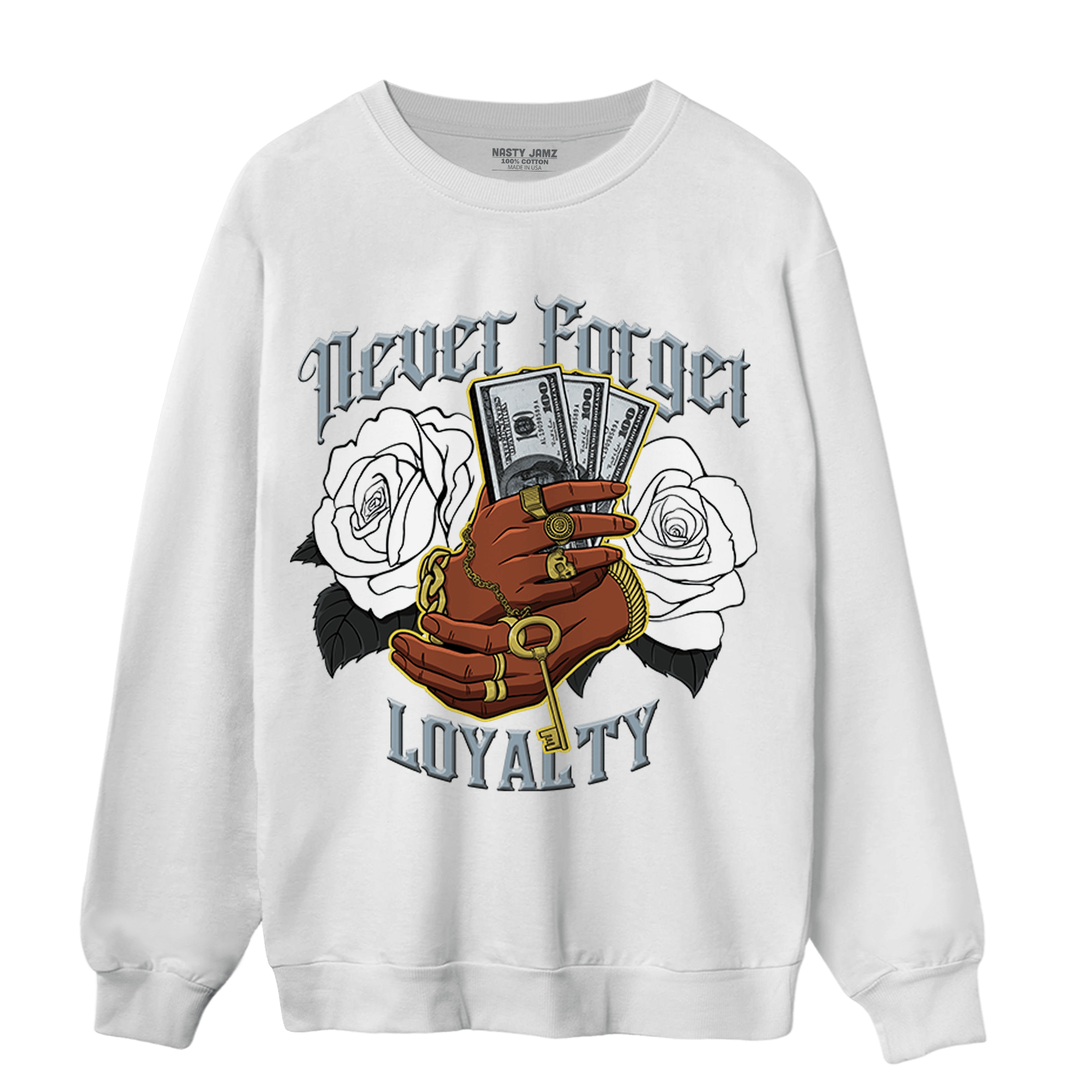 Blue Grey 13s Sweatshirt Match Never Forget Loyalty - NastyJamz