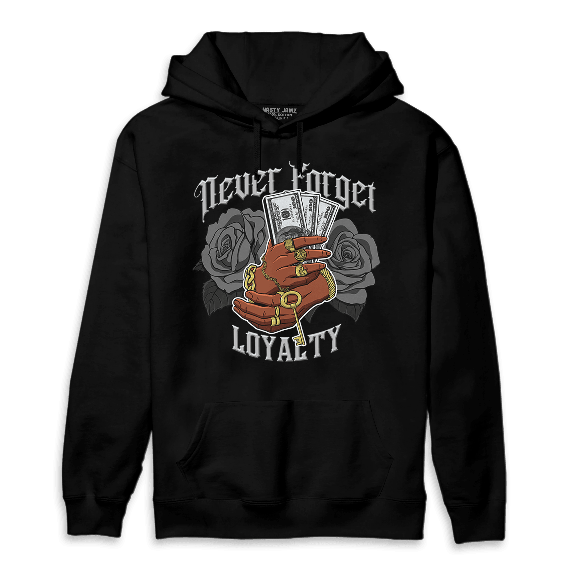 Retro High OG Black White 1s Hoodie Match Never Forget Loyalty - NastyJamz