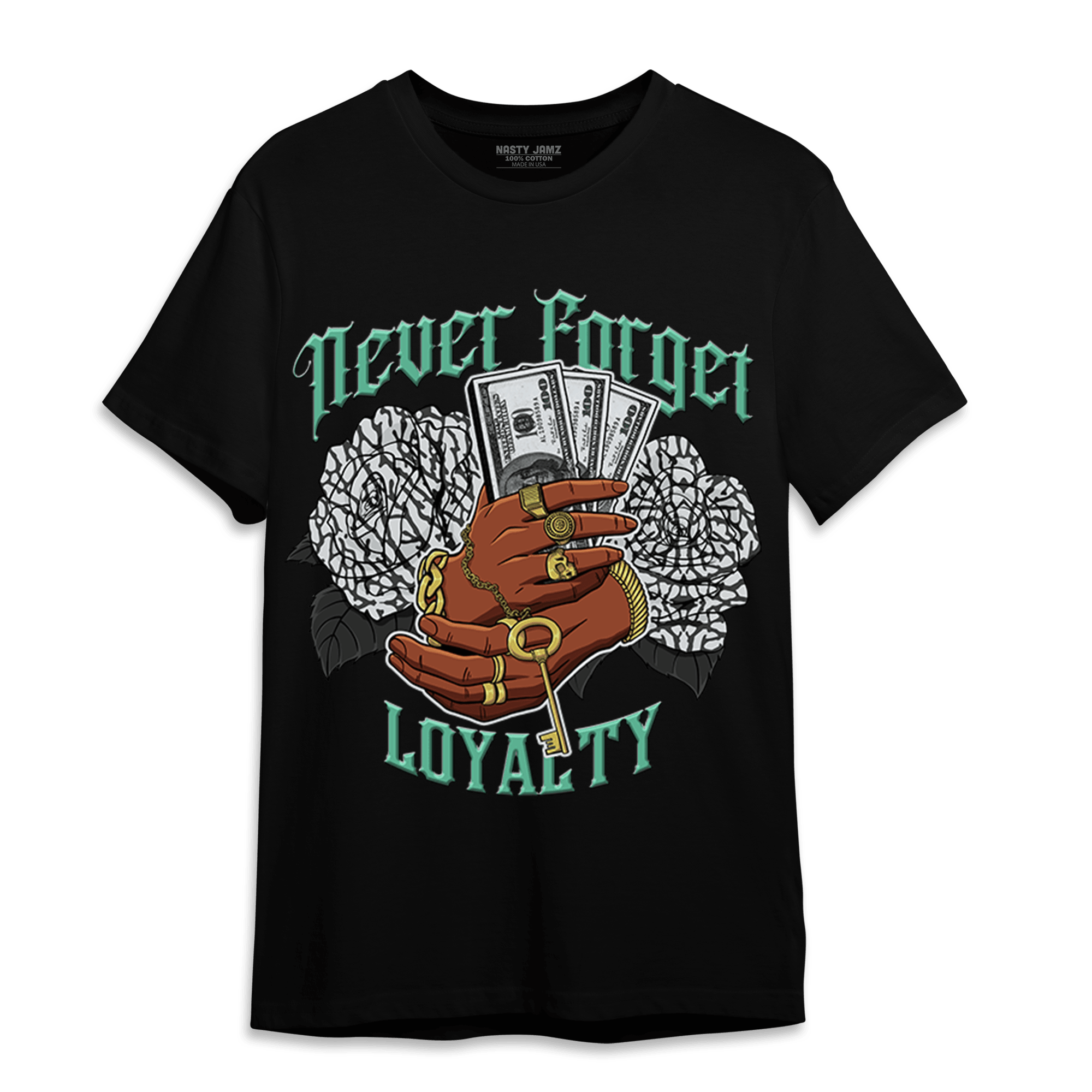 Green Glow 3s T Shirt Match Never Forget Loyalty - NastyJamz