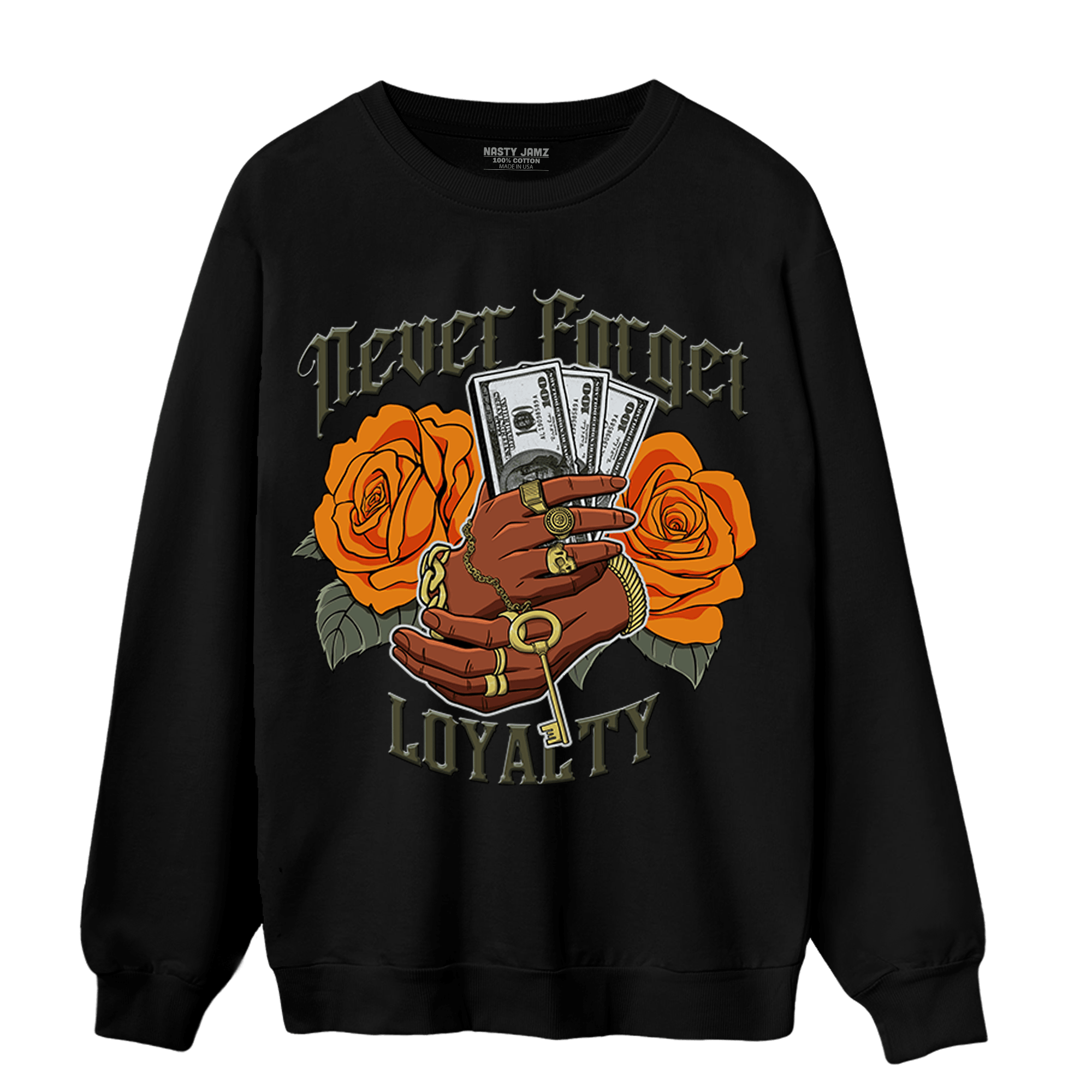 Olive 5s Sweatshirt Match Never Forget Loyalty - NastyJamz