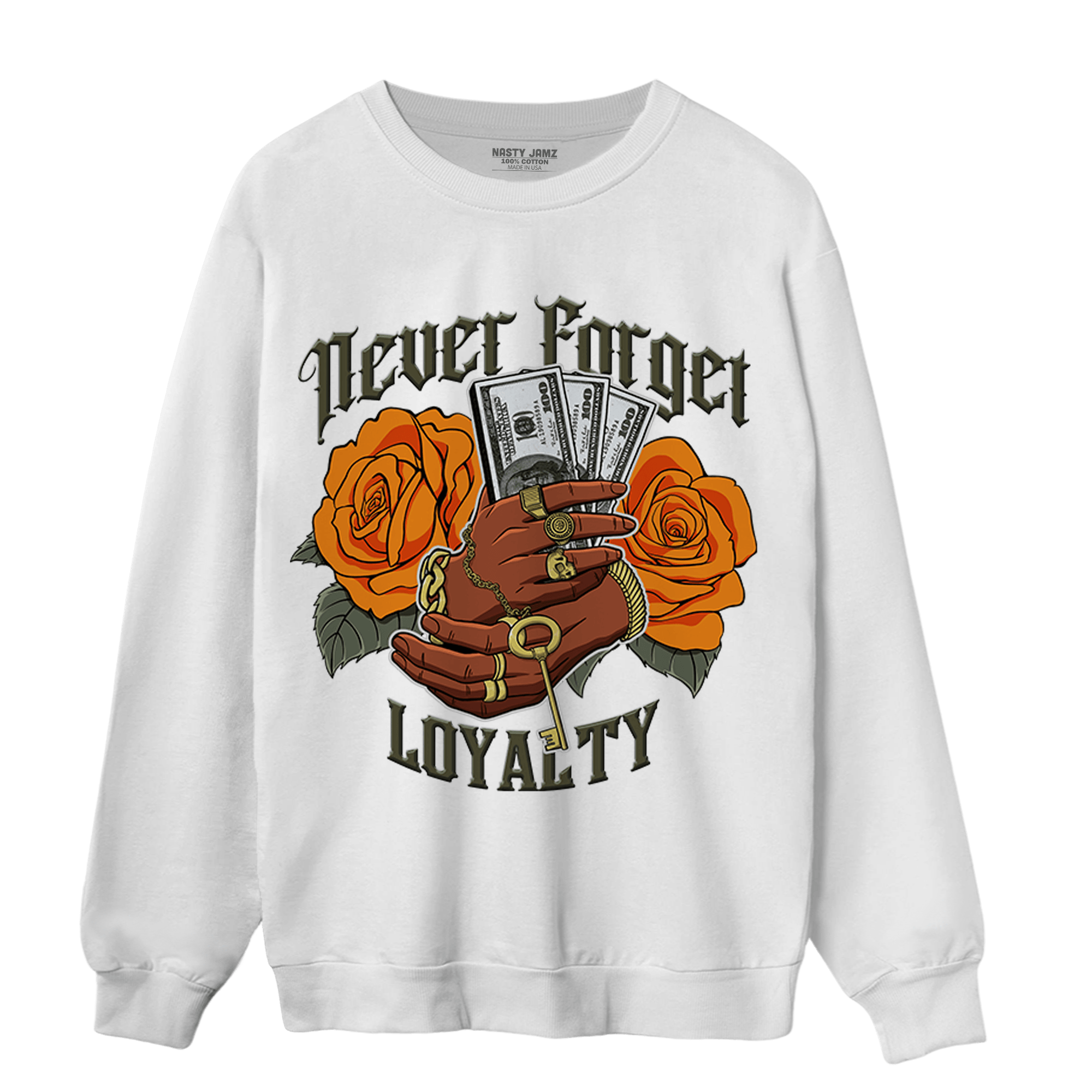 Olive 5s Sweatshirt Match Never Forget Loyalty - NastyJamz