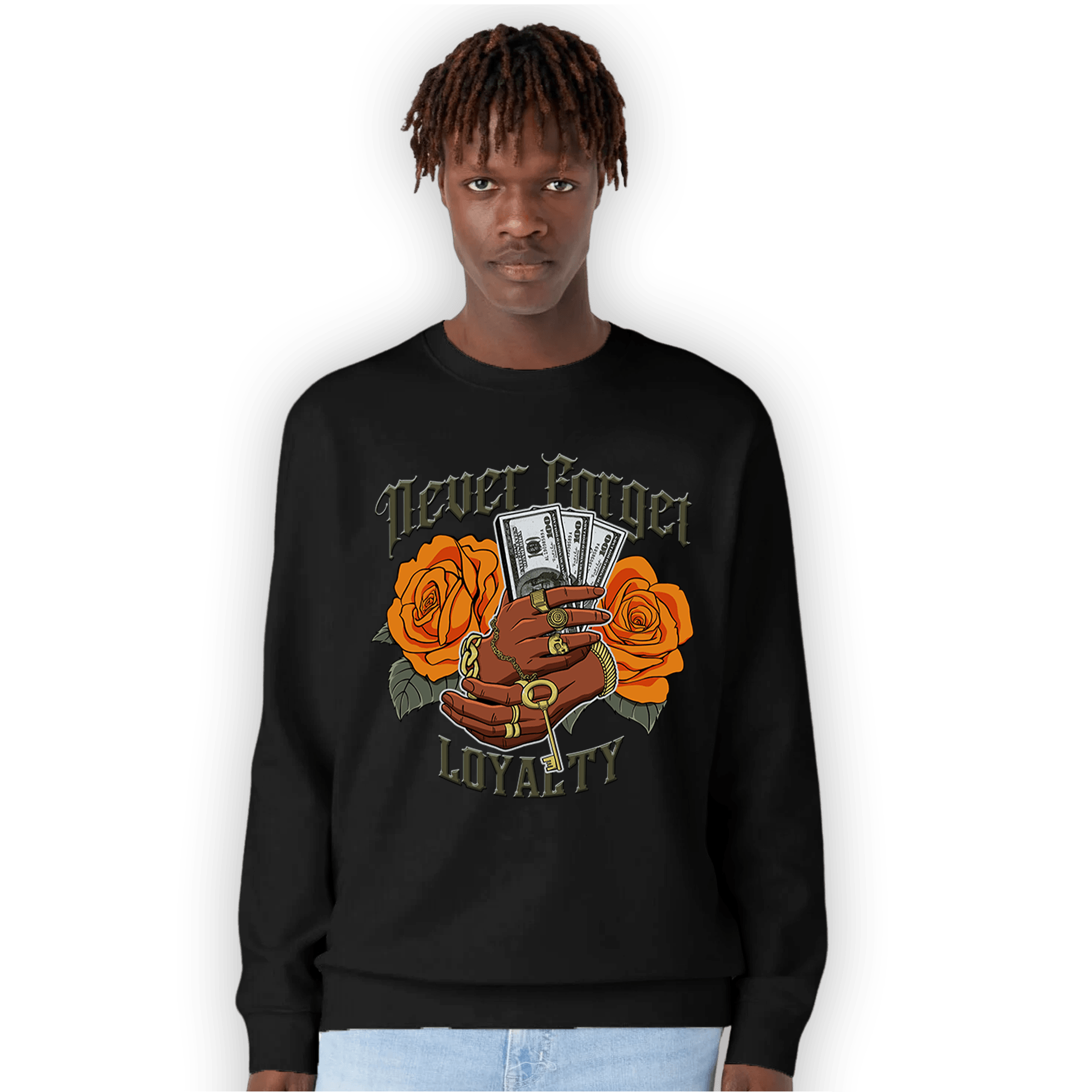Olive 5s Sweatshirt Match Never Forget Loyalty - NastyJamz