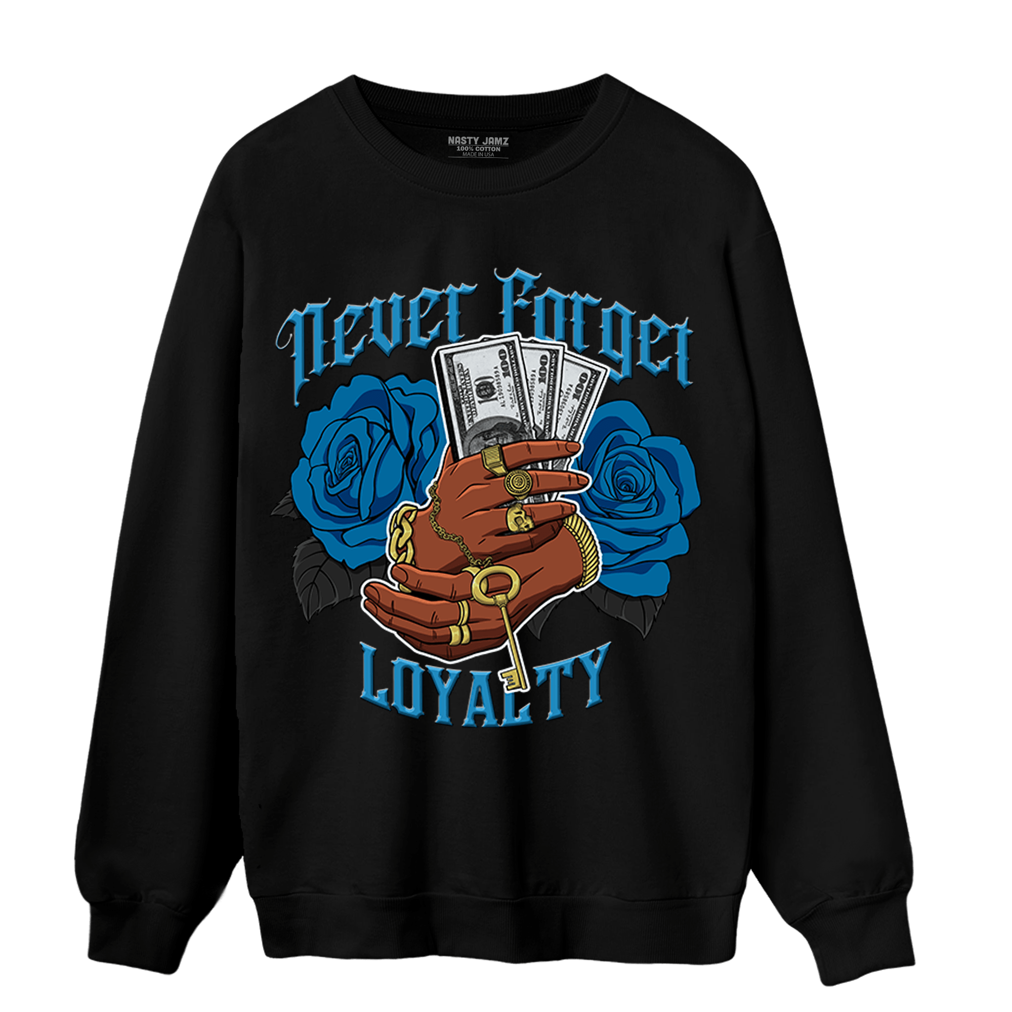 Powder Blue 9s Sweatshirt Match Never Forget Loyalty - NastyJamz