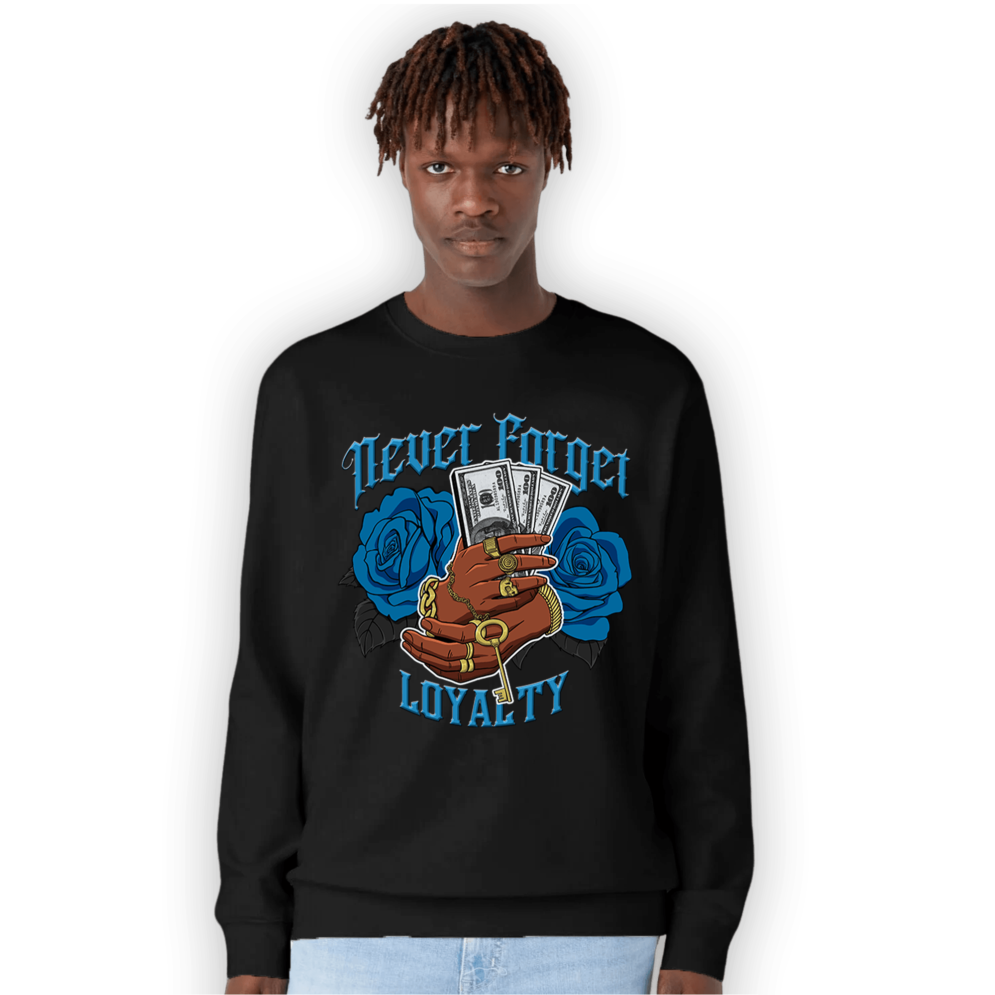 Powder Blue 9s Sweatshirt Match Never Forget Loyalty - NastyJamz