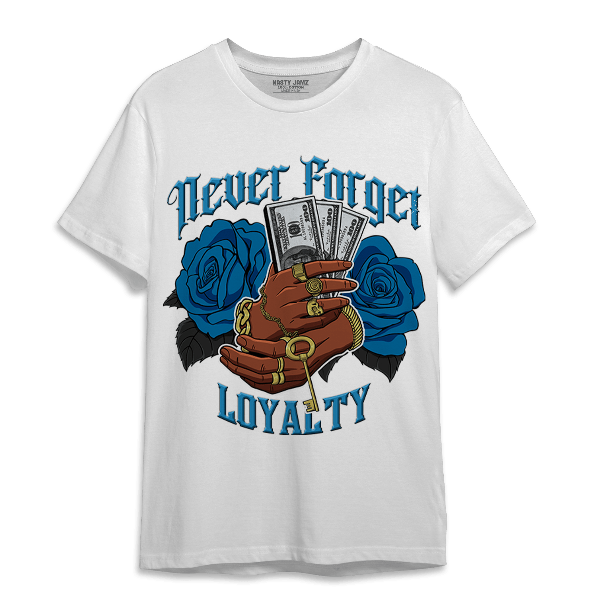 Powder Blue 9s T Shirt Match Never Forget Loyalty - NastyJamz
