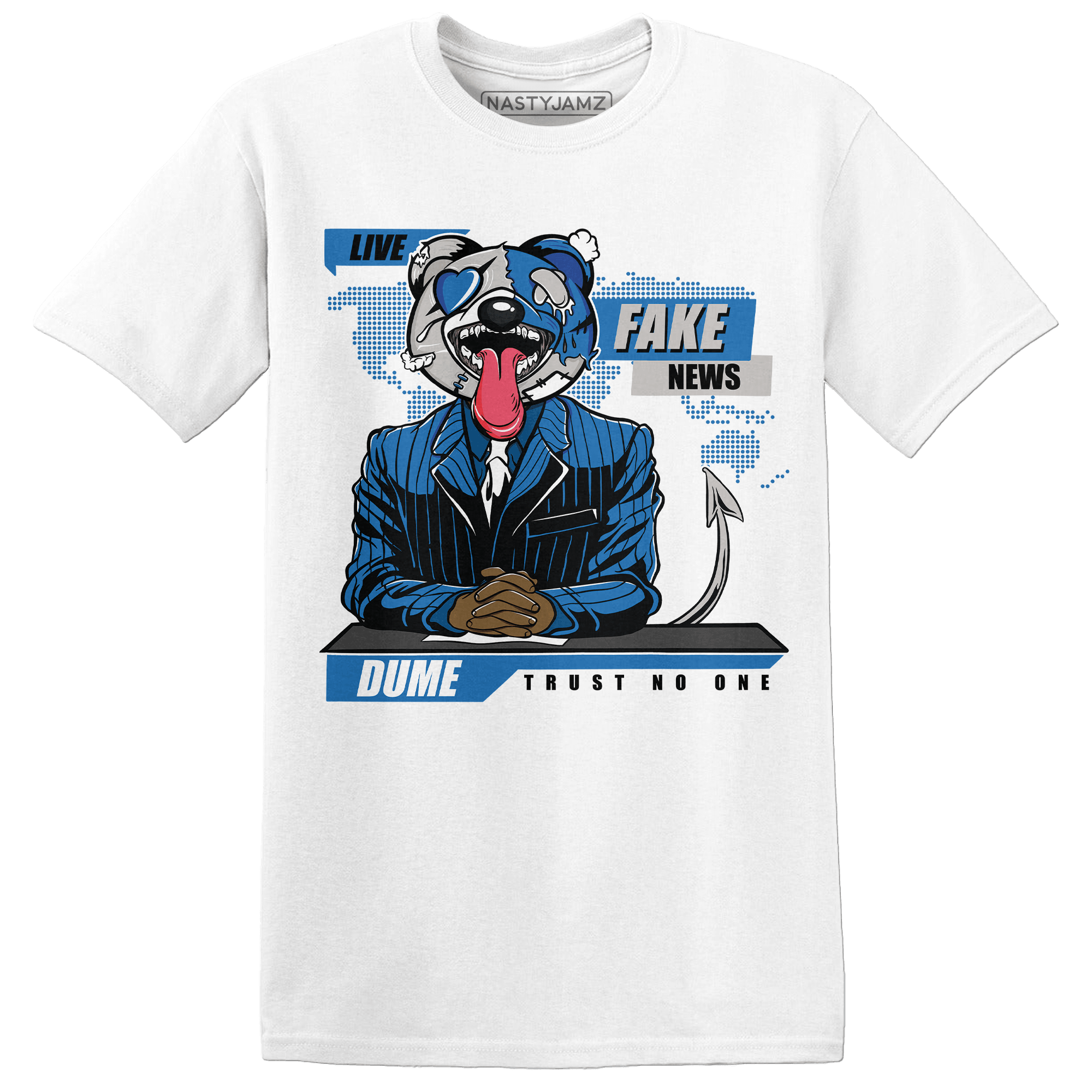 Industrial Blue 4s T Shirt Match News Presenter BER - NastyJamz