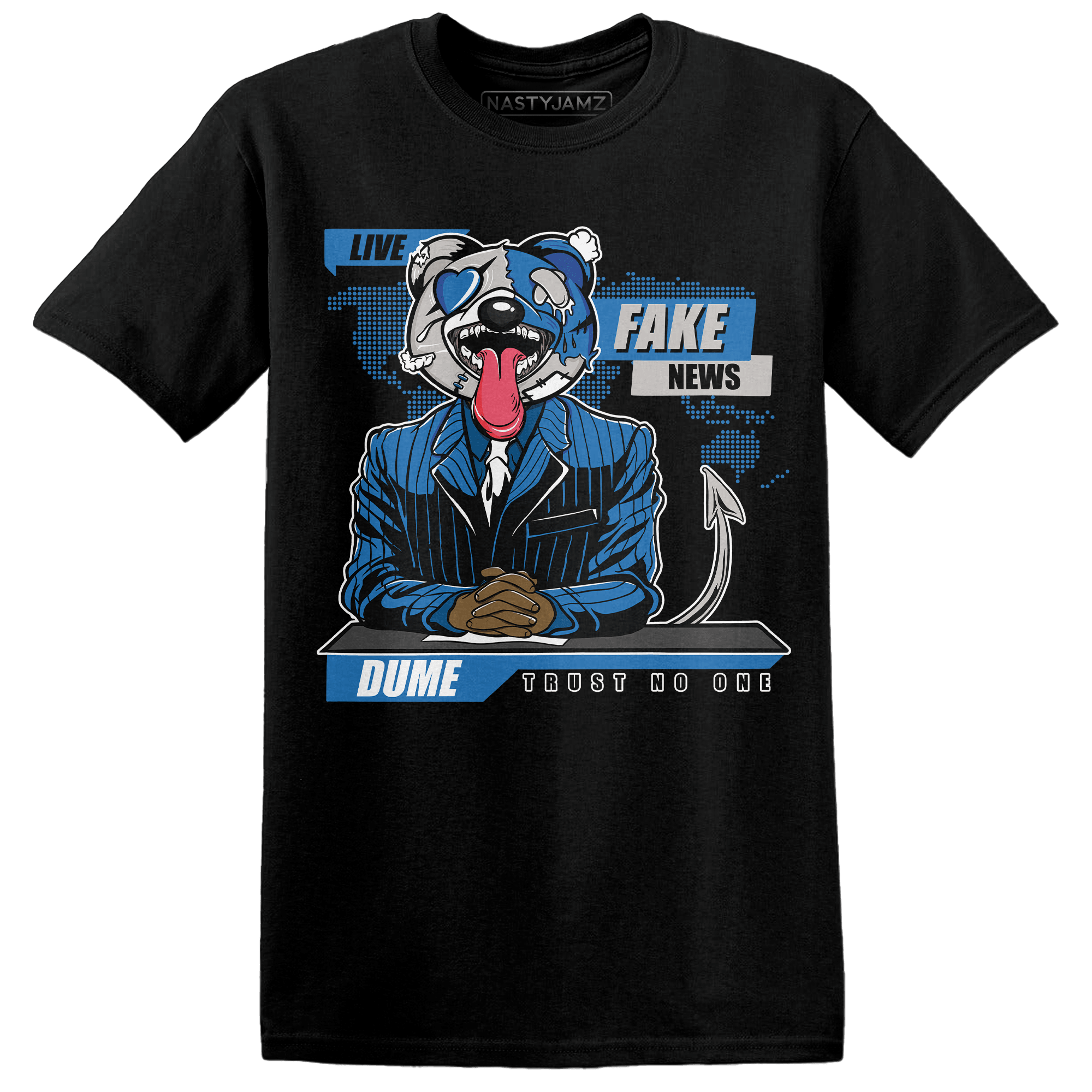 Industrial Blue 4s T Shirt Match News Presenter BER - NastyJamz