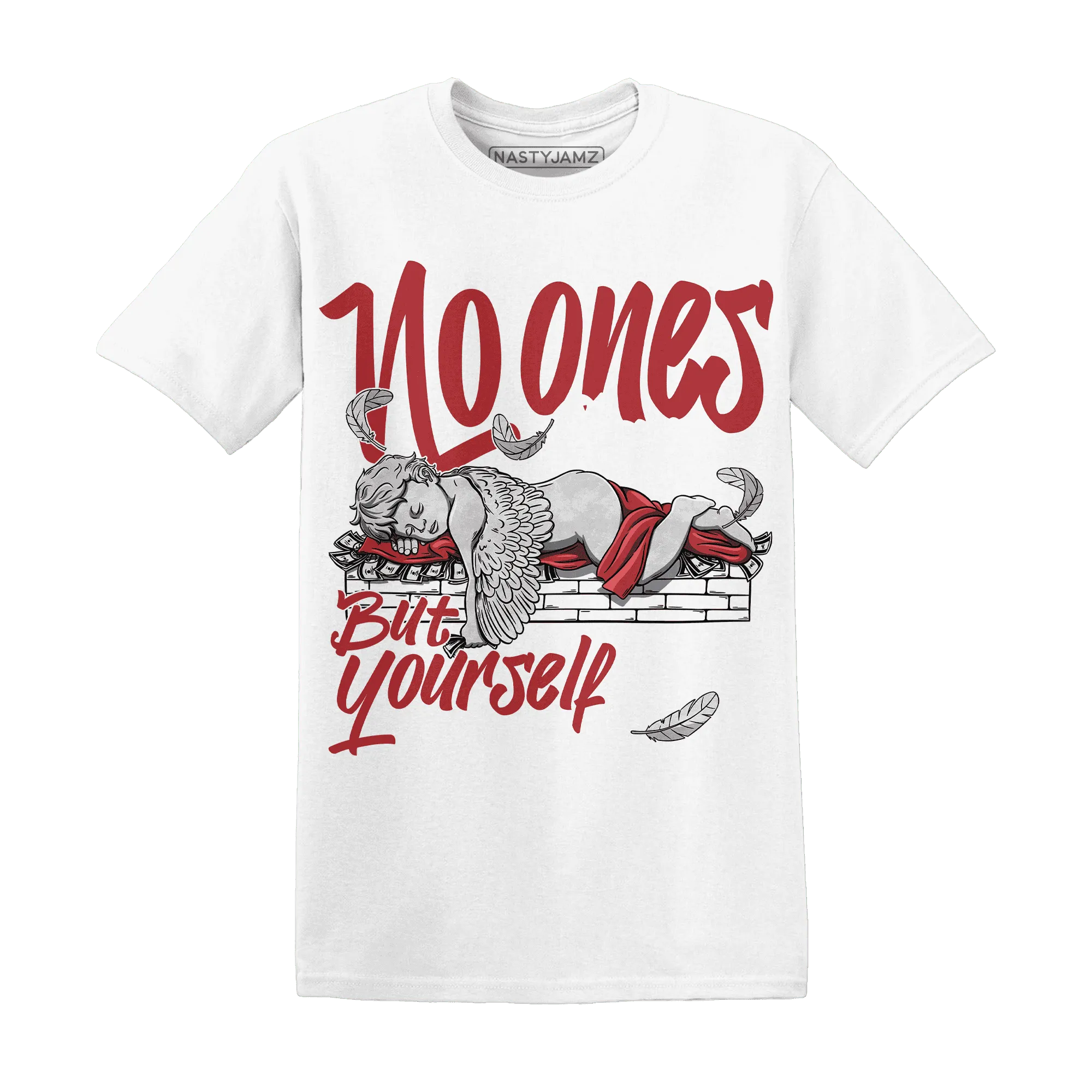 Black-Toe-Reimagined-Red-White-1s-T-Shirt-Match-No-Ones-Care