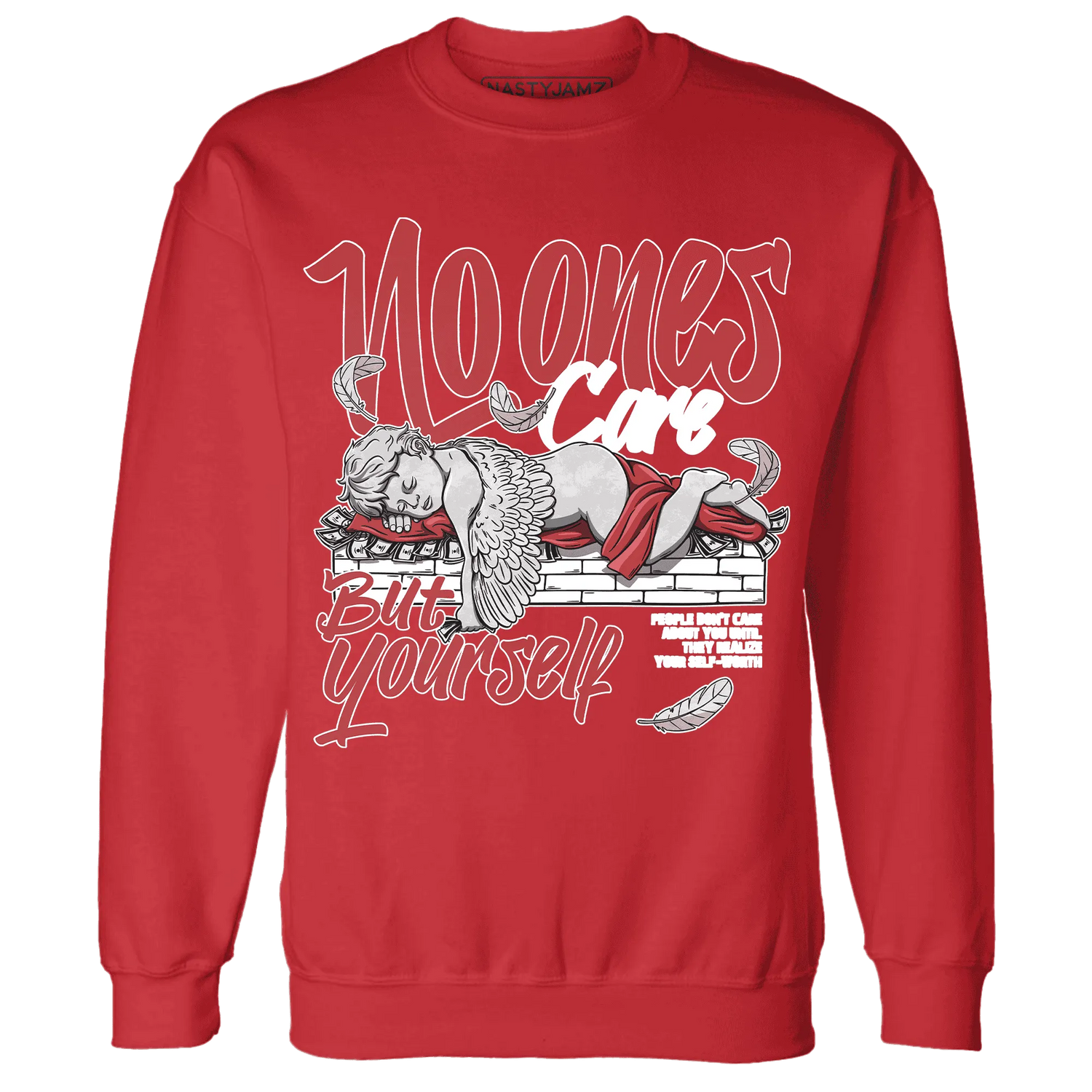 Black-Toe-Reimagined-Red-White-1s-Sweatshirt-Match-No-Ones-Care