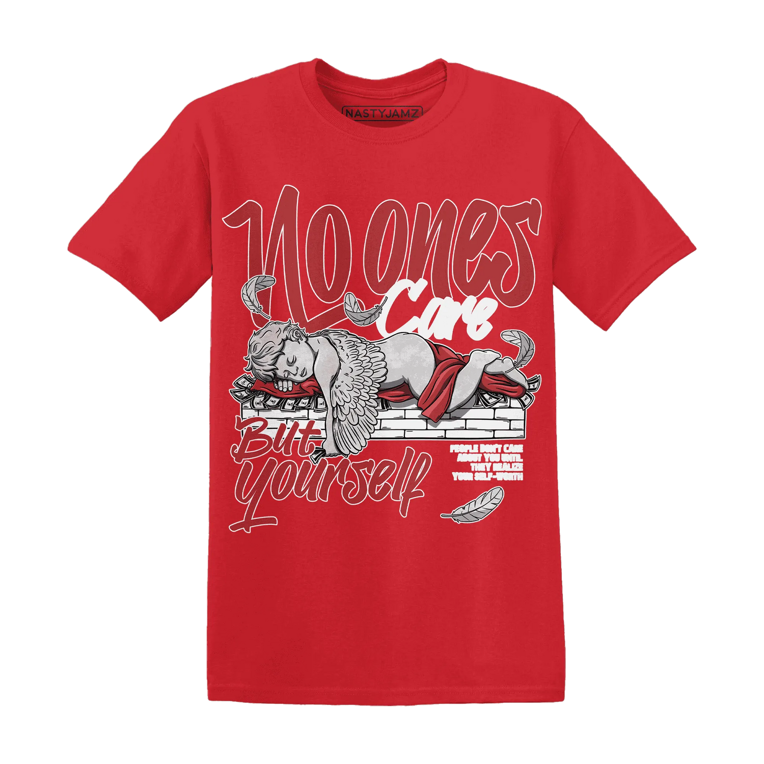 Black-Toe-Reimagined-Red-White-1s-T-Shirt-Match-No-Ones-Care