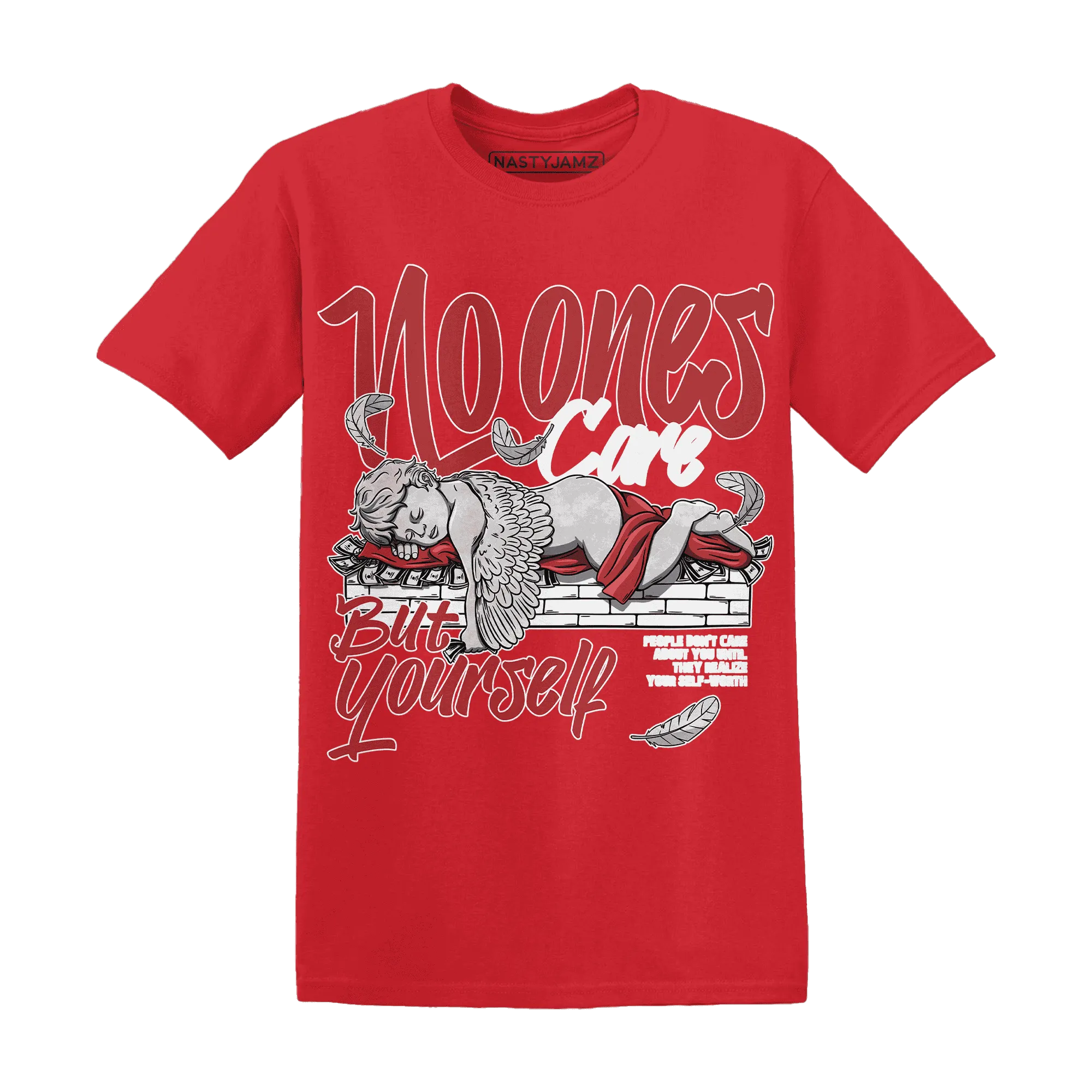 Black-Toe-Reimagined-Red-White-1s-T-Shirt-Match-No-Ones-Care