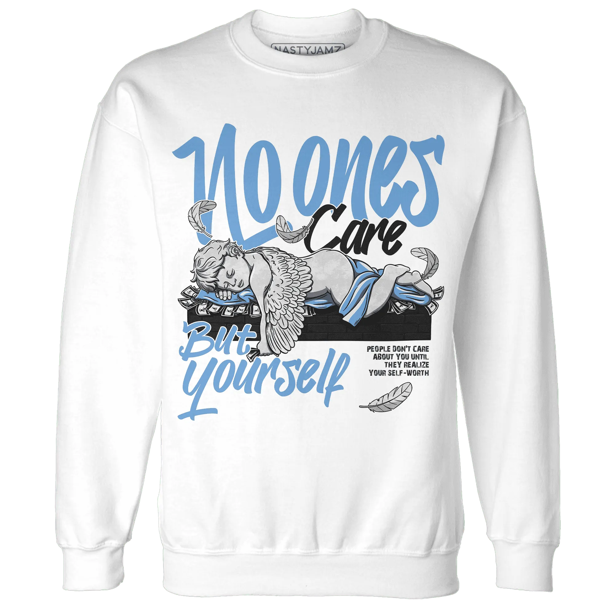 AM-Plus-Black-Univercitii-Blue-NastyJamz-Sweatshirt-Match-No-Ones-Care