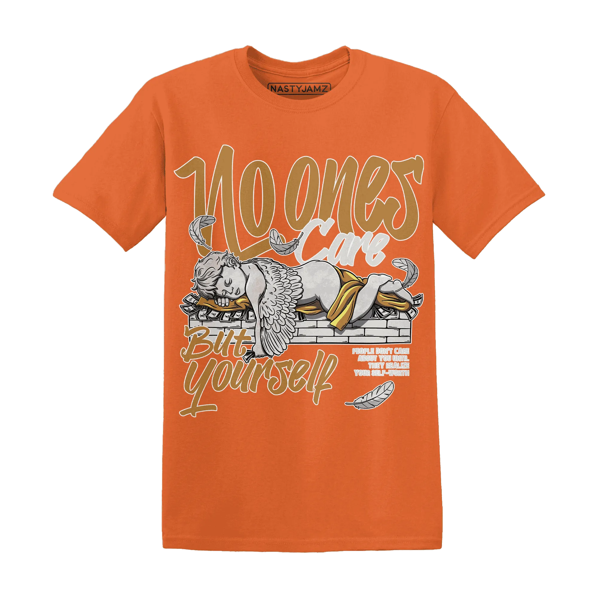 Dunk-Low-Retro-Wheat-Orange-T-Shirt-Match-No-Ones-Care