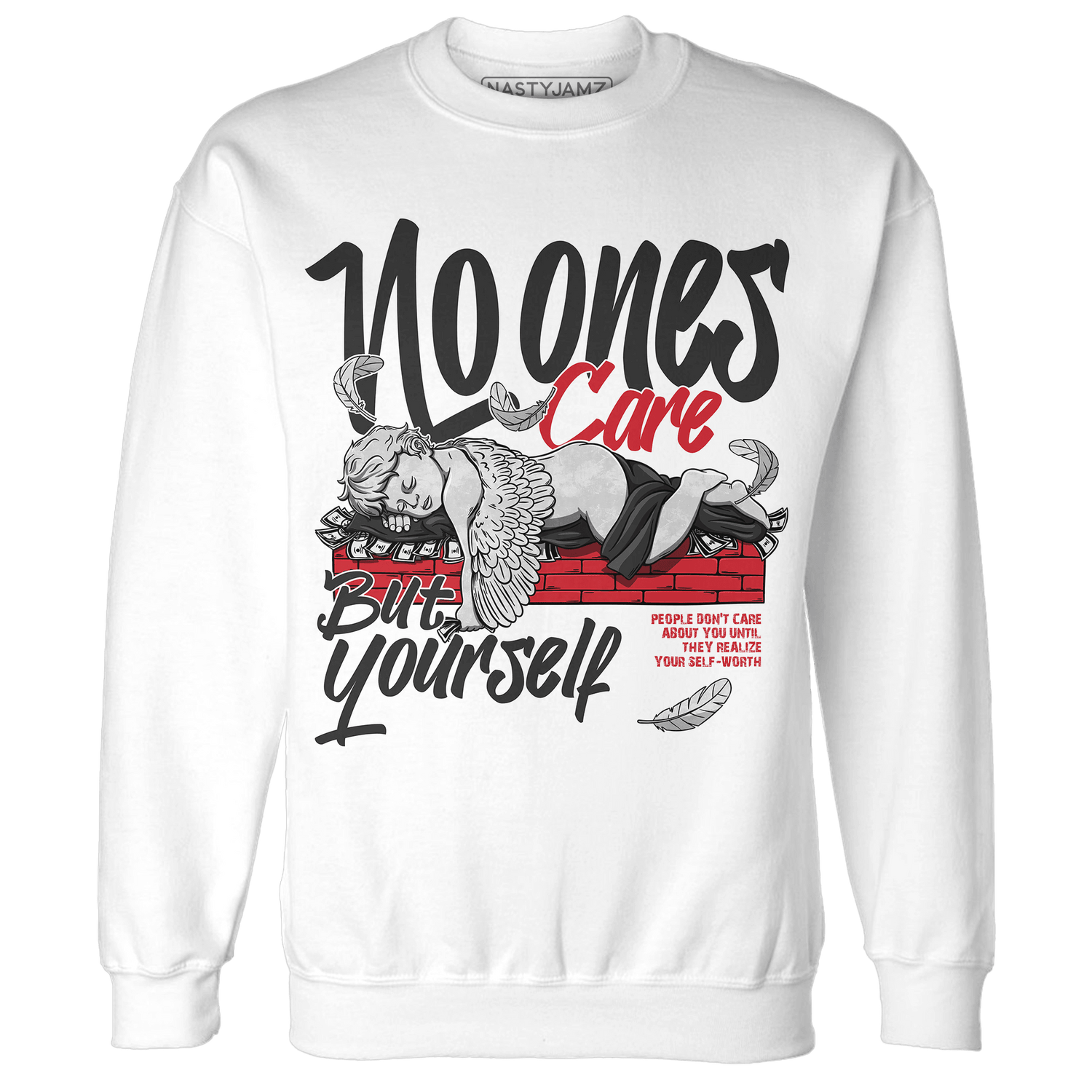 Jumman Jack University Red Sweatshirt Match No Ones Care - NastyJamz