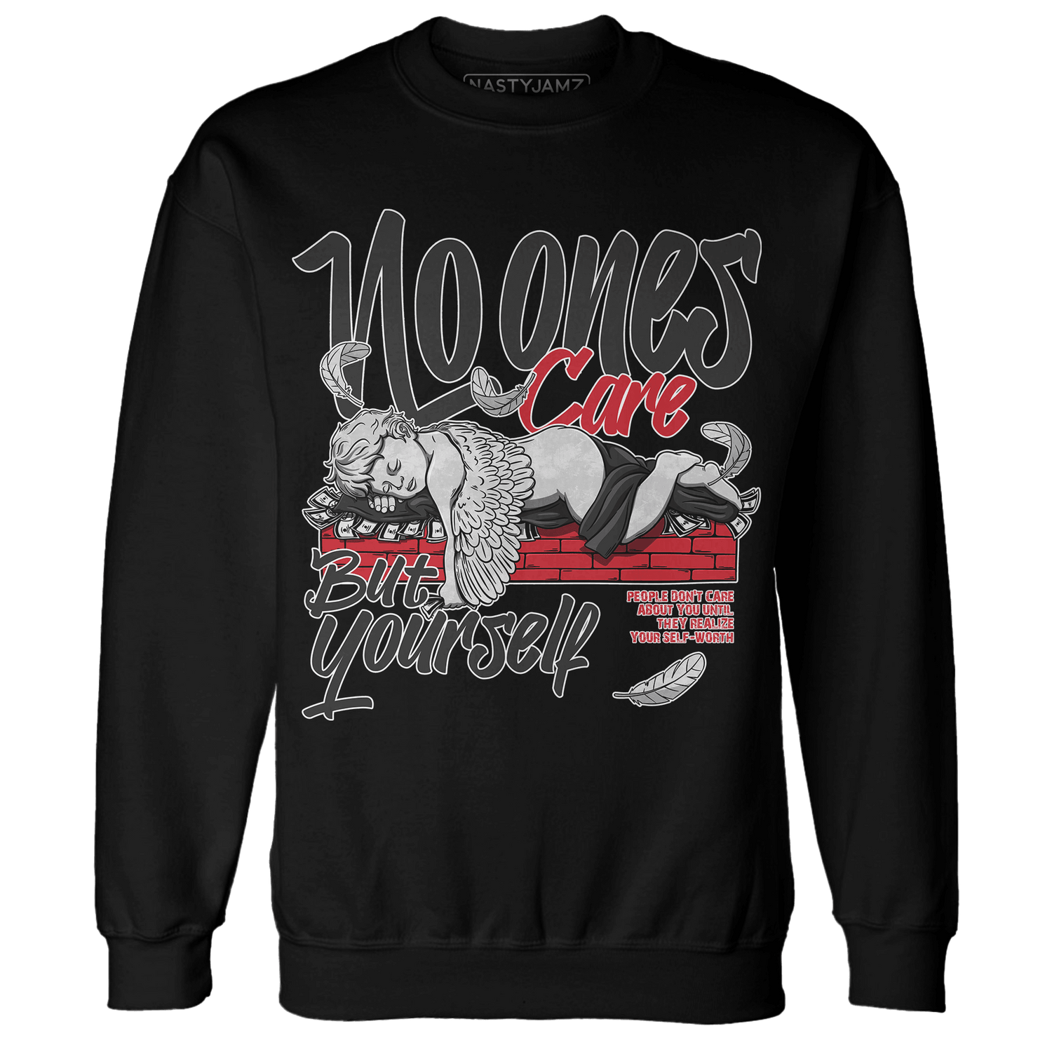 Jumman Jack University Red Sweatshirt Match No Ones Care - NastyJamz