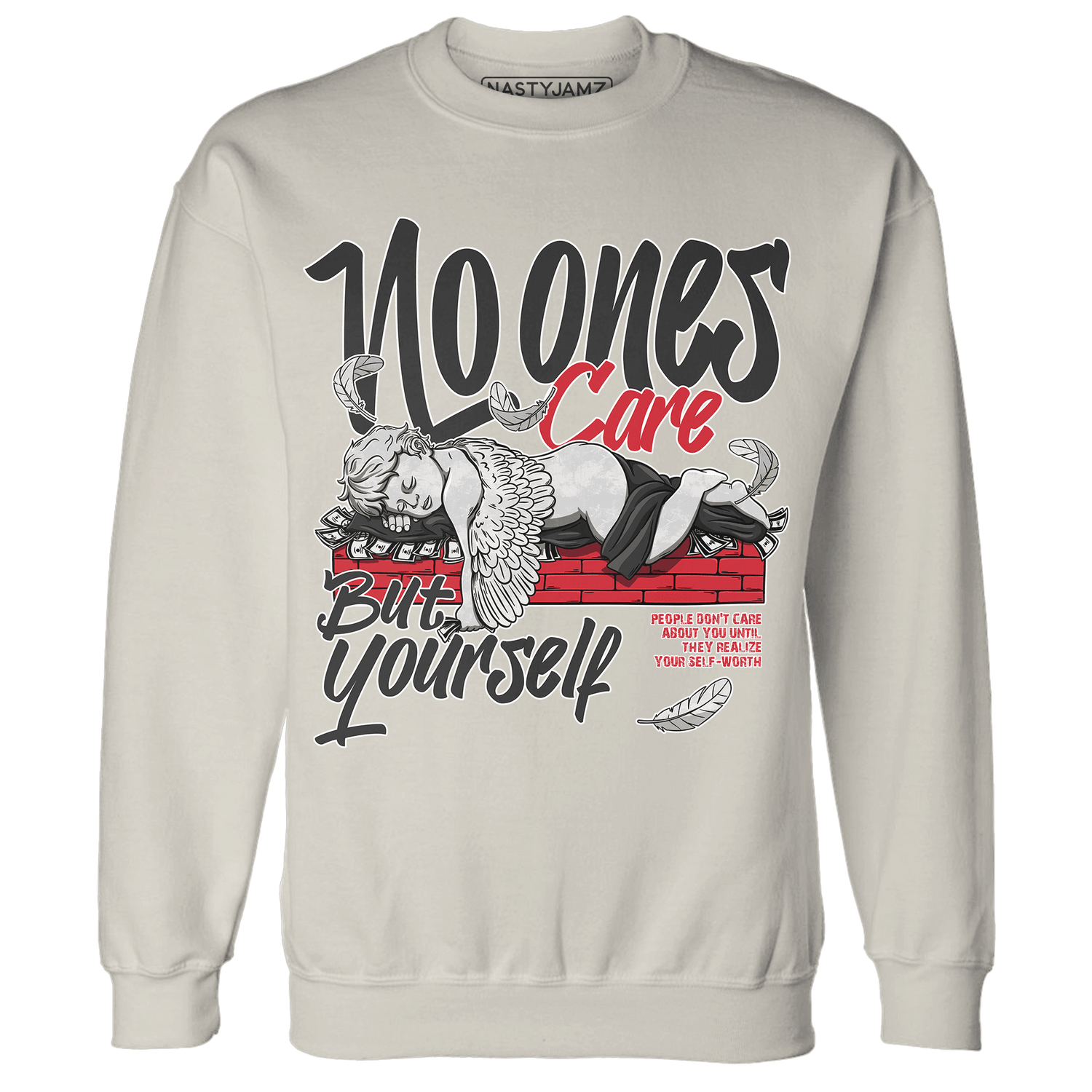 Jumman Jack University Red Sweatshirt Match No Ones Care - NastyJamz