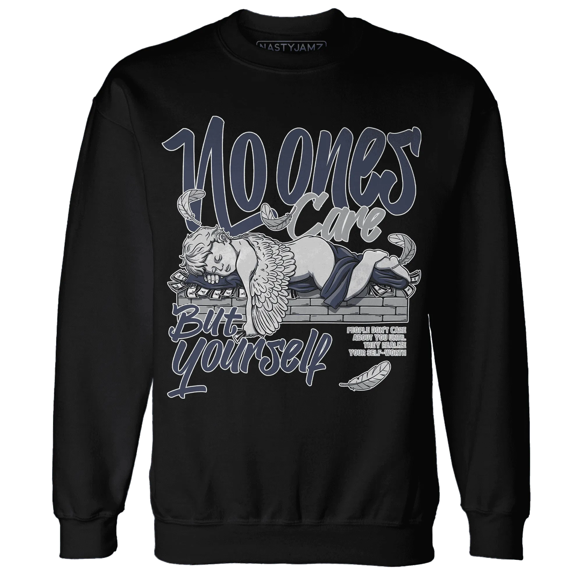VaporMax-Plus-Midnight-Navy-White-Metallic-Silver-Sweatshirt-Match-No-Ones-Care