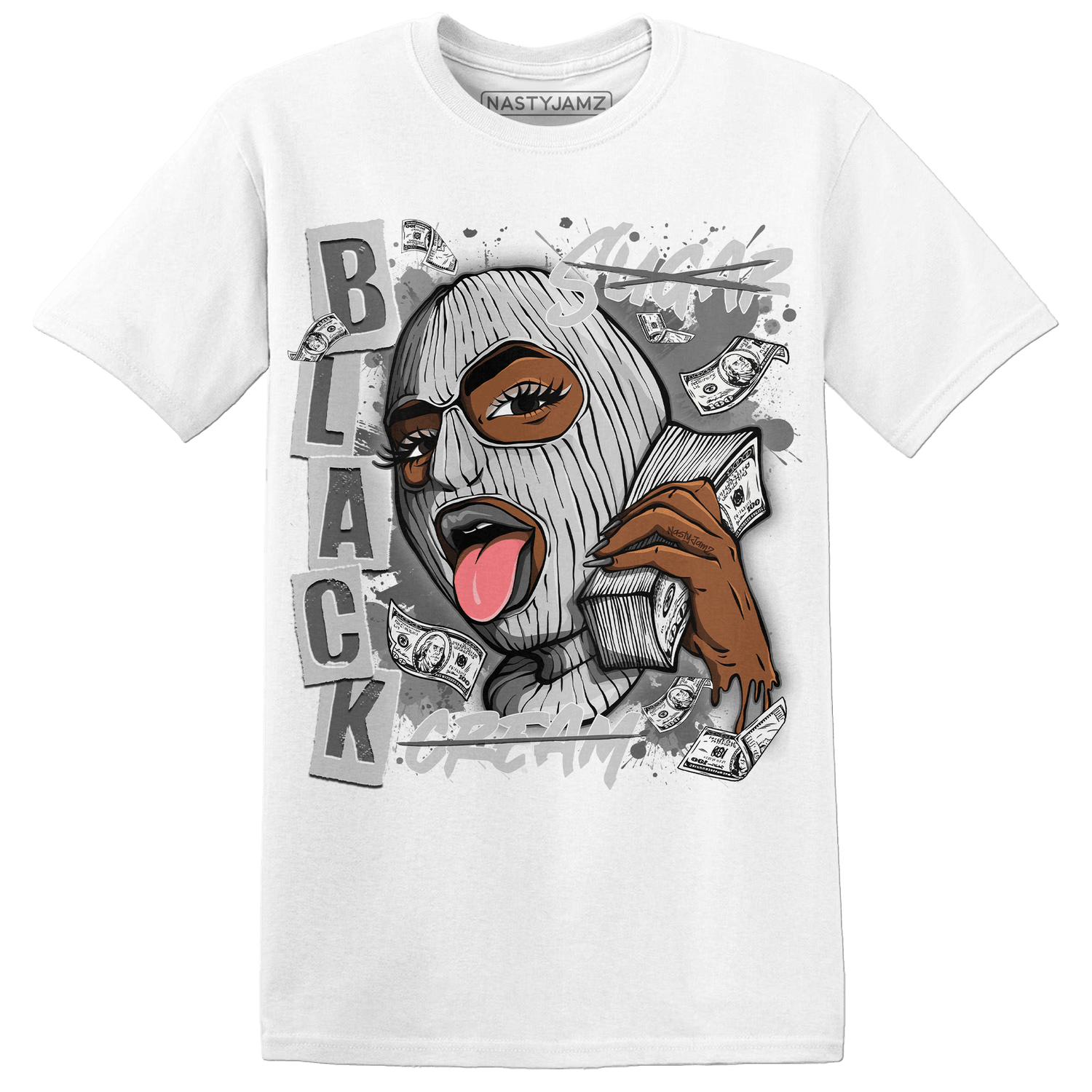 Retro High OG Black White 1s T Shirt Match No Sugar No Cream - NastyJamz