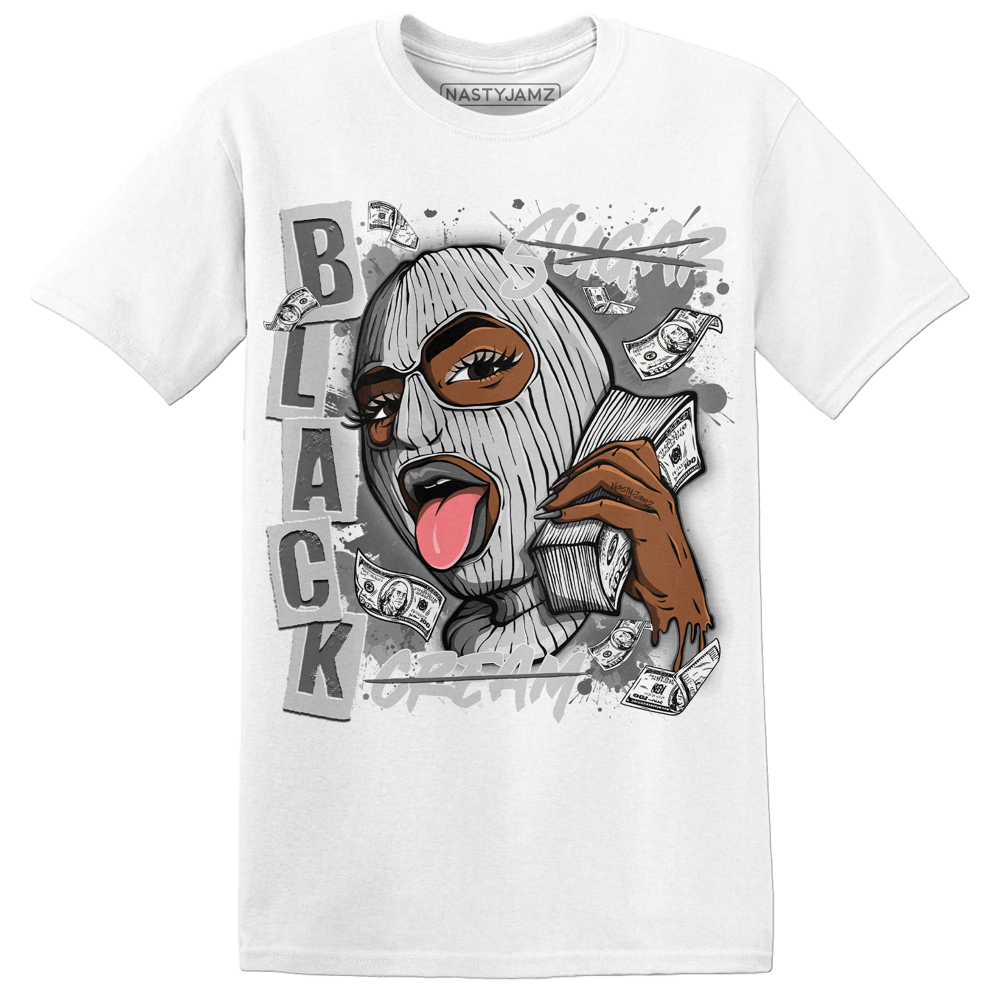 Retro High OG Black White 1s T Shirt Match No Sugar No Cream - NastyJamz