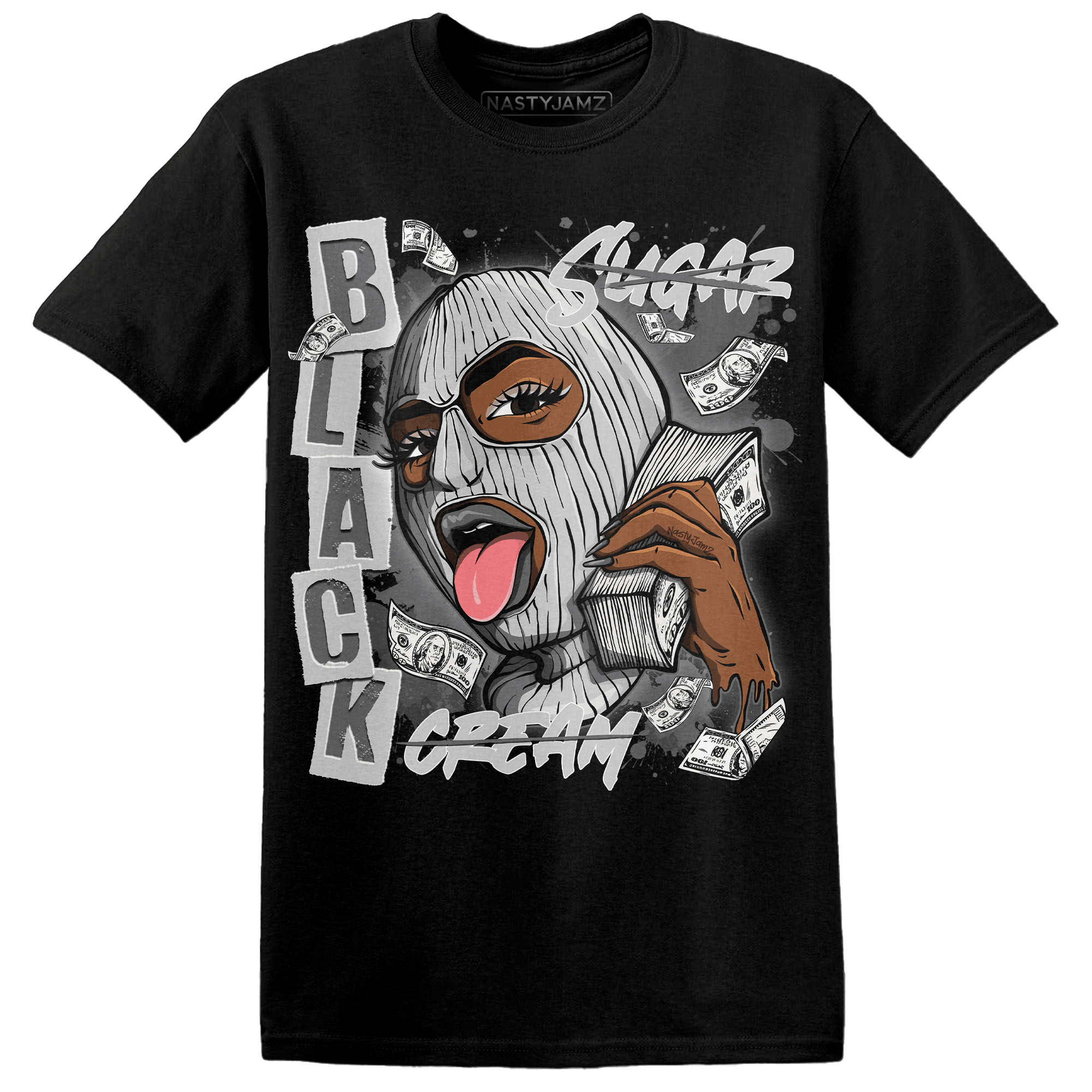 Retro High OG Black White 1s T Shirt Match No Sugar No Cream - NastyJamz