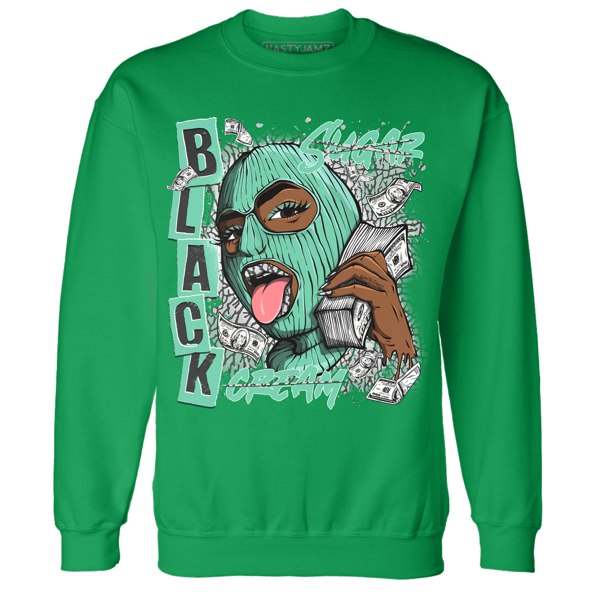 Green Glow 3s Sweatshirt Match No Sugar No Cream - NastyJamz