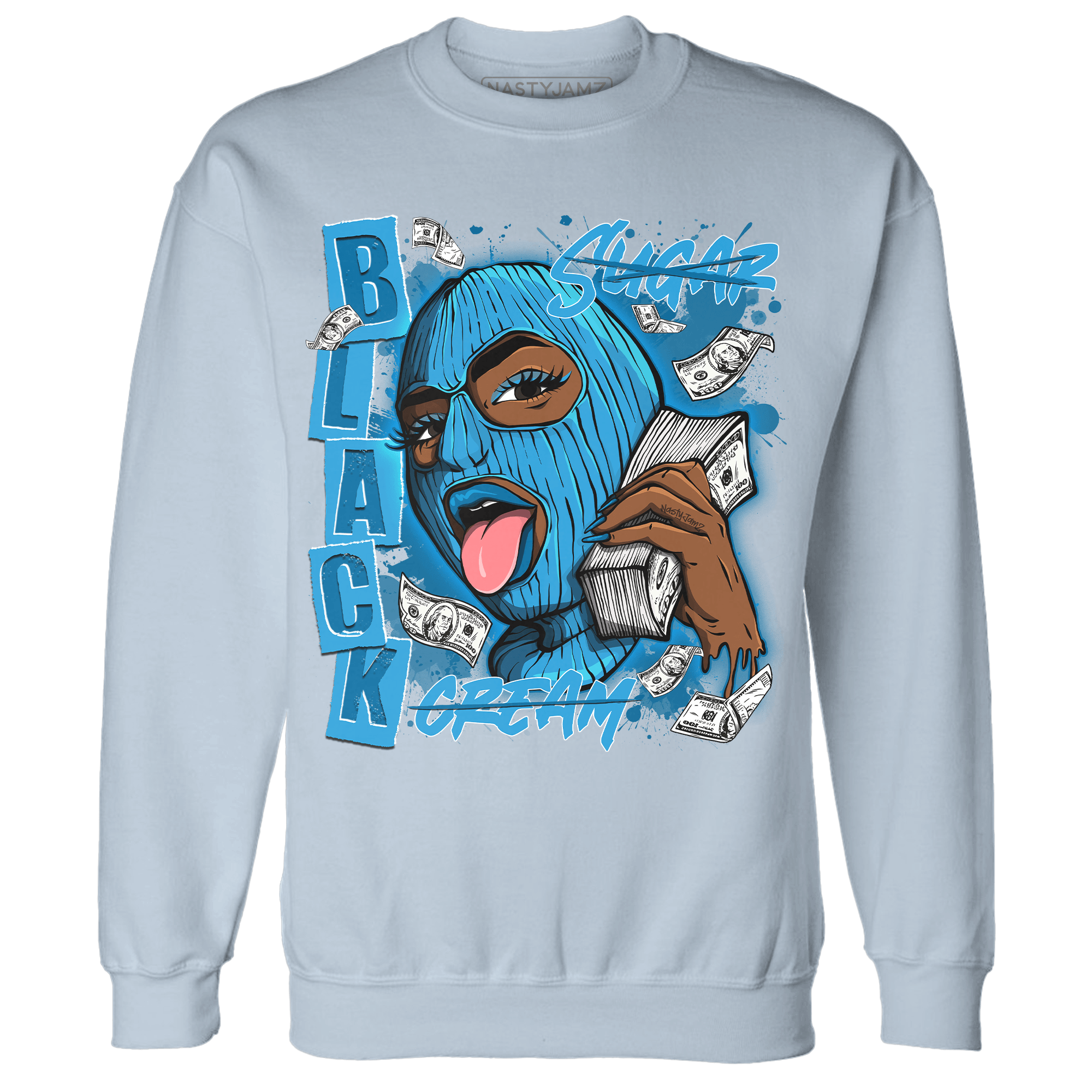 Powder Blue 9s Sweatshirt Match No Sugar No Cream - NastyJamz