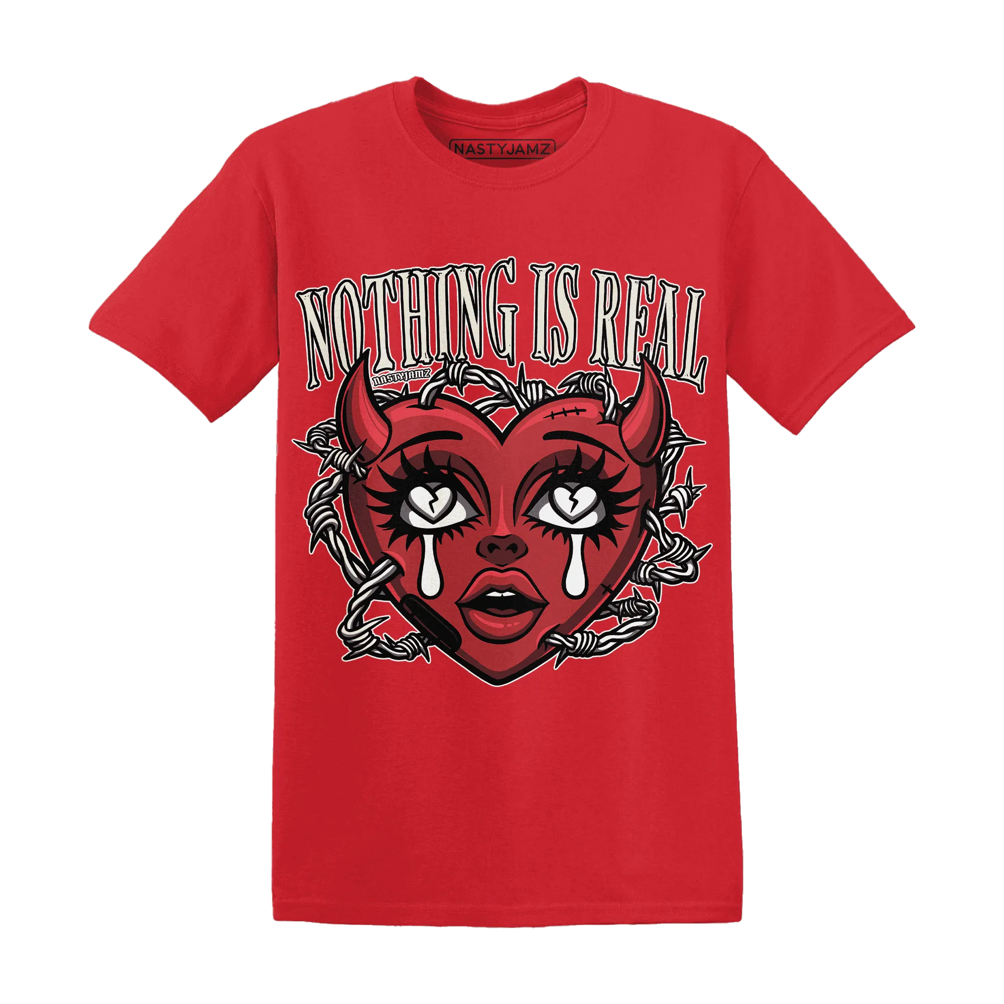 Black-Toe-Reimagined-Red-White-1s-T-Shirt-Match-Nothing-Is-Real