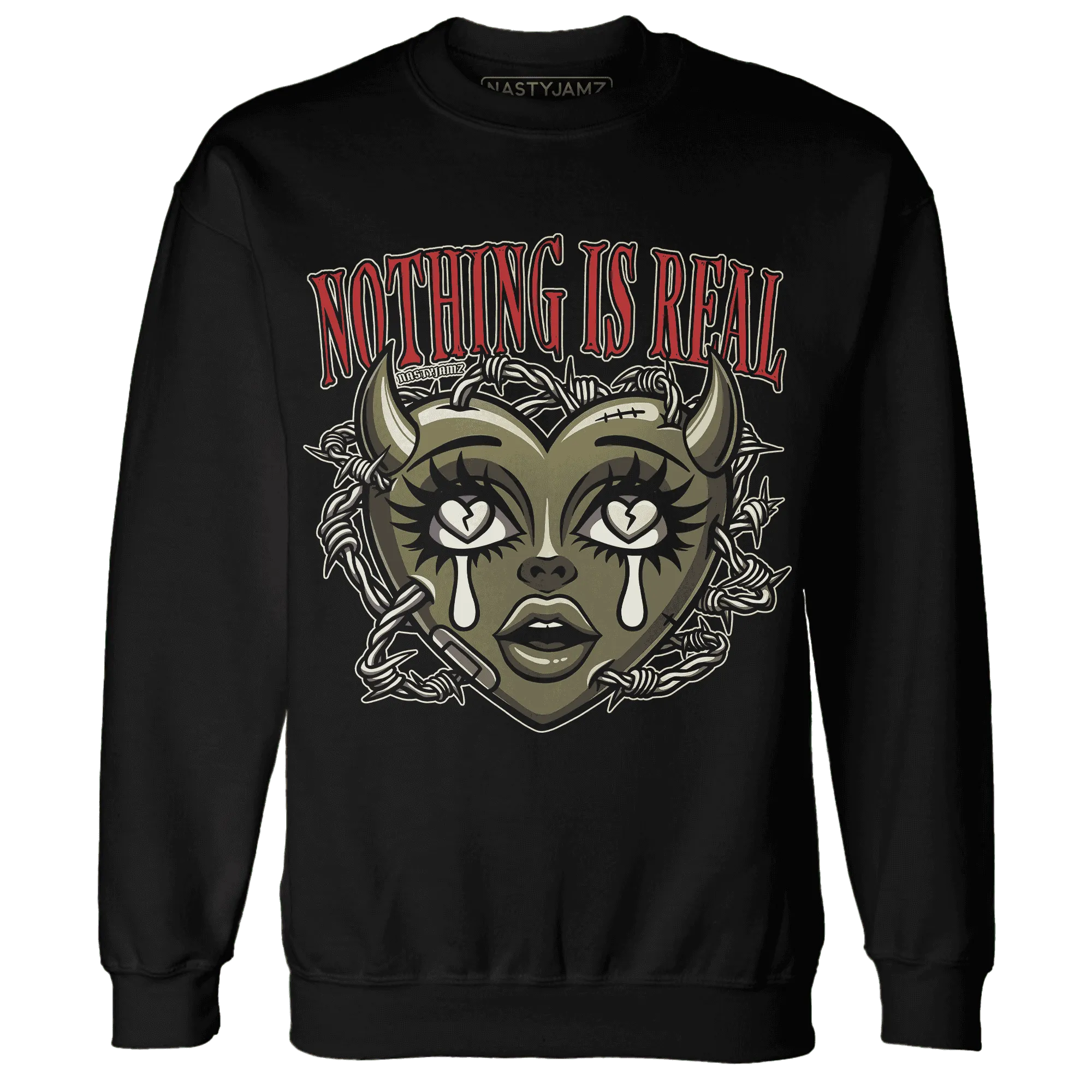 Medium-Olive-1s-NastyJamz-Sweatshirt-Match-Nothing-Is-Real