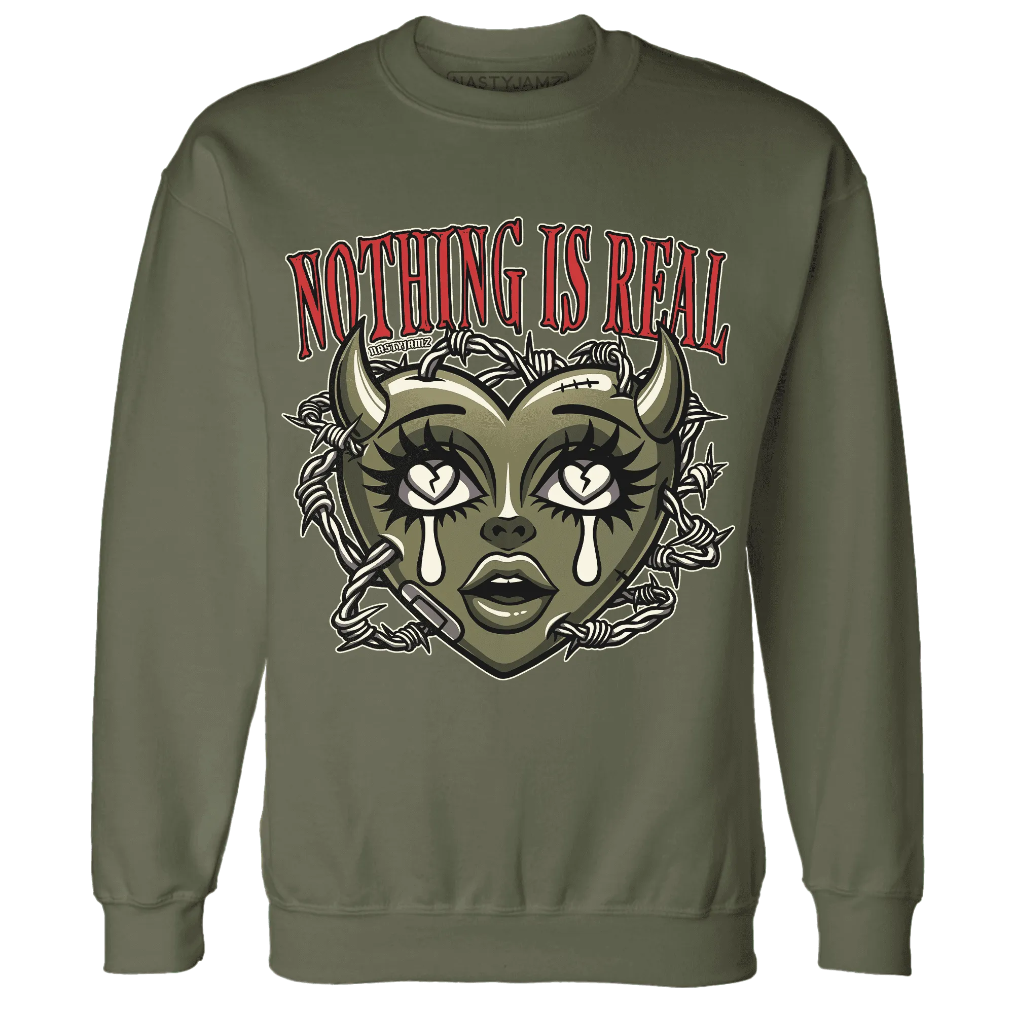 Medium-Olive-1s-NastyJamz-Sweatshirt-Match-Nothing-Is-Real