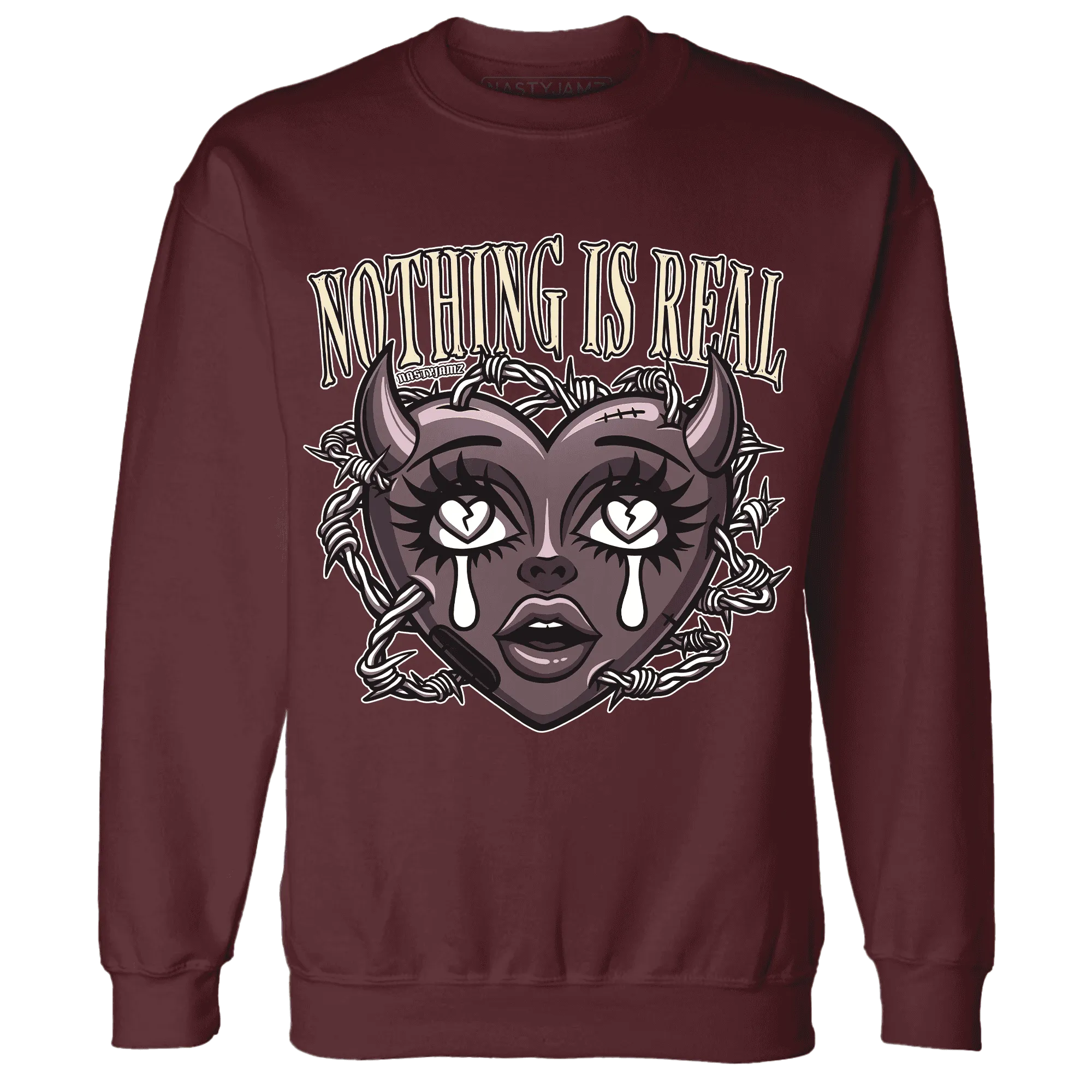Burgundy-Crush-3s-NastyJamz-Sweatshirt-Match-Nothing-Is-Real