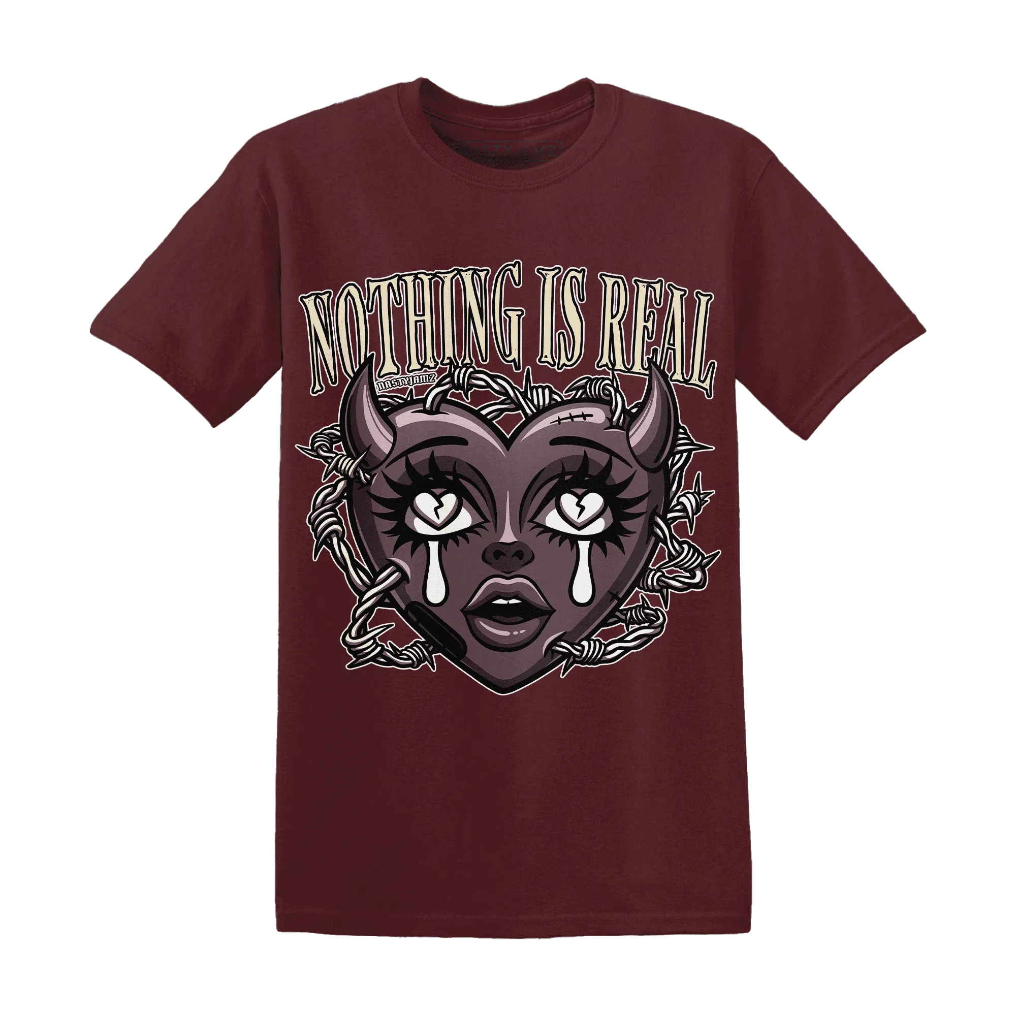 Burgundy-Crush-3s-NastyJamz-T-Shirt-Match-Nothing-Is-Real