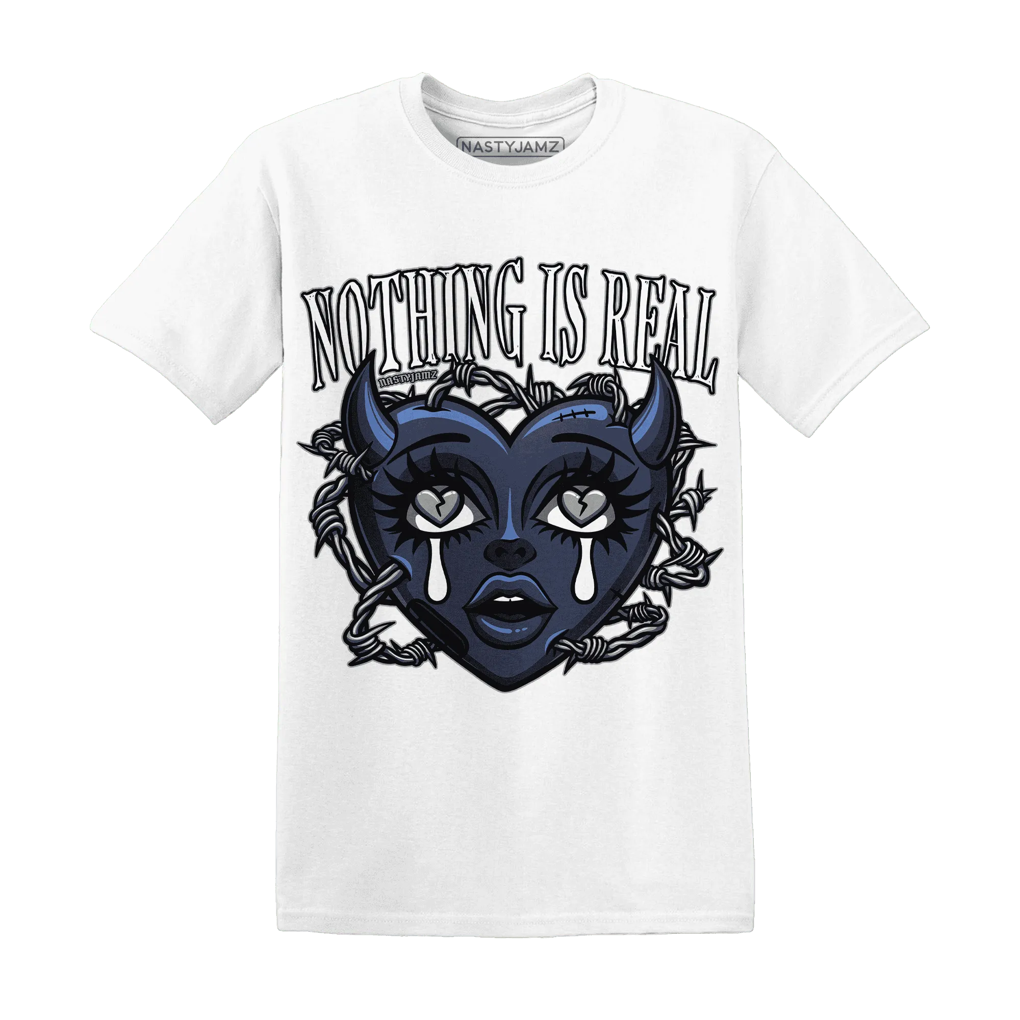 VaporMax-Plus-Midnight-Navy-White-Metallic-Silver-T-Shirt-Match-Nothing-Is-Real
