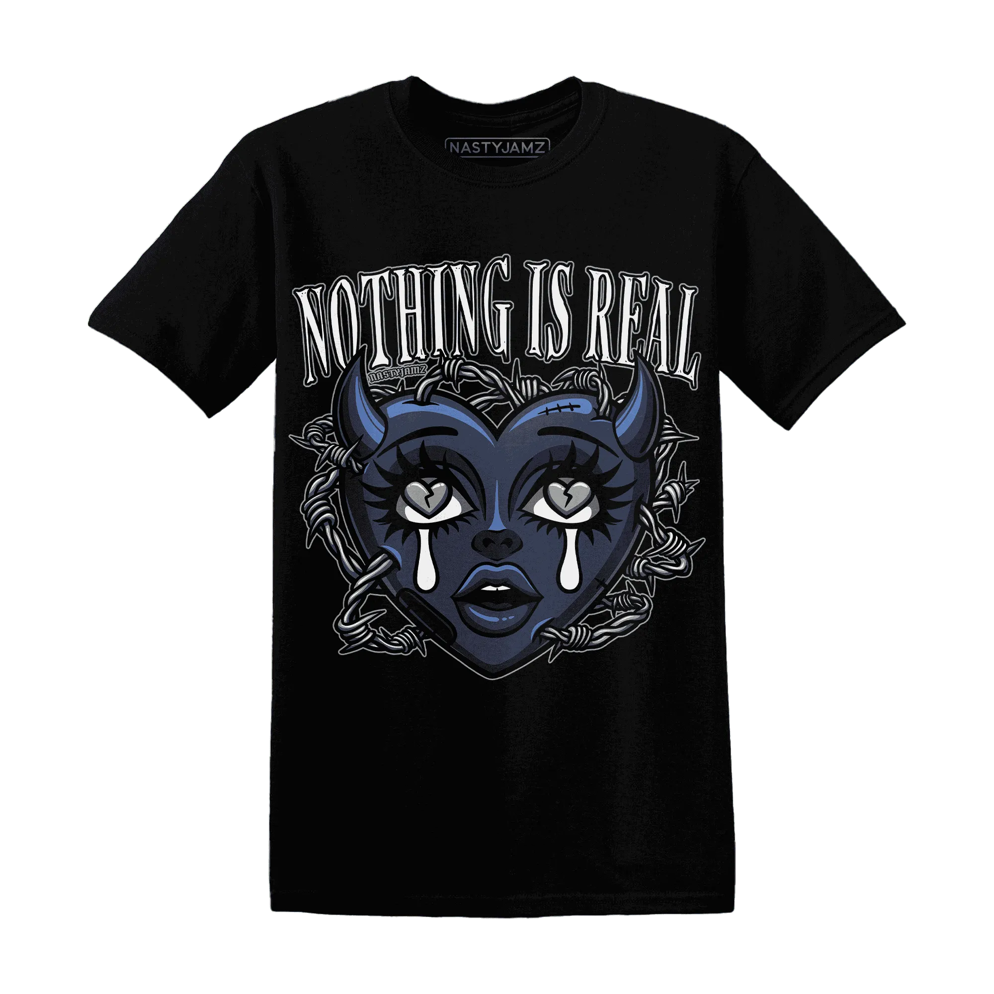 VaporMax-Plus-Midnight-Navy-White-Metallic-Silver-T-Shirt-Match-Nothing-Is-Real