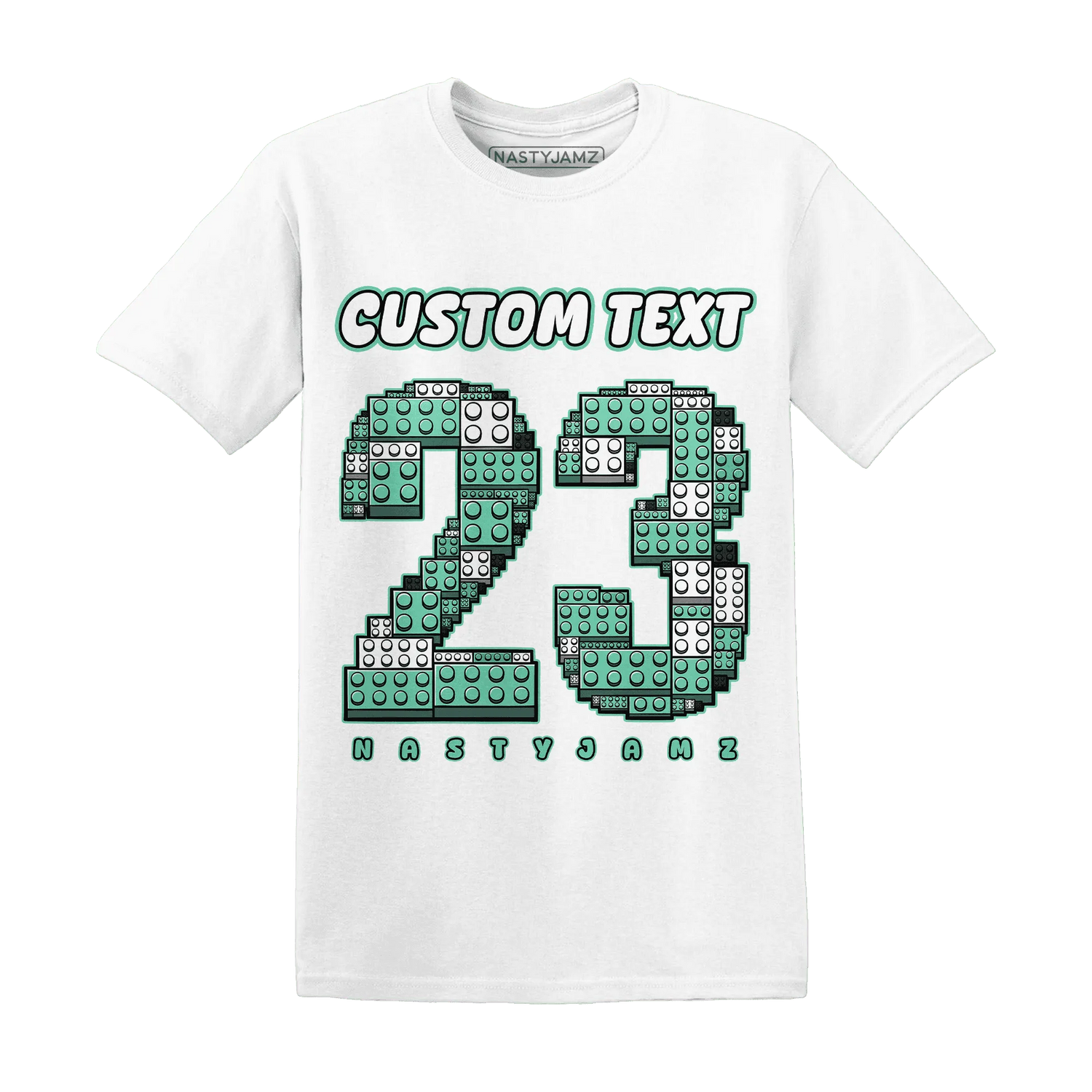 High-OG-Green-Glow-1s-T-Shirt-Match-Number-23-Lego