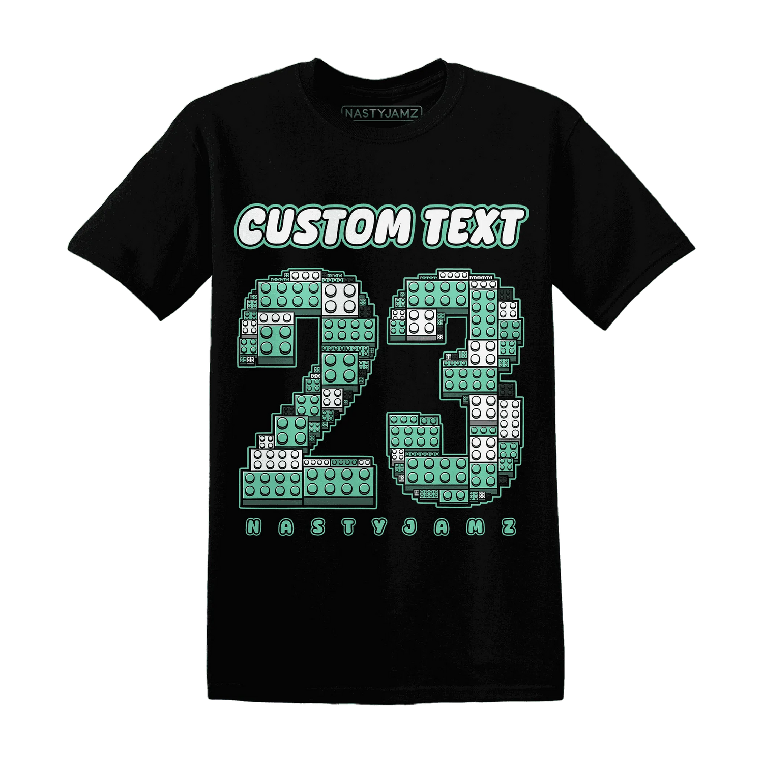 High-OG-Green-Glow-1s-T-Shirt-Match-Number-23-Lego