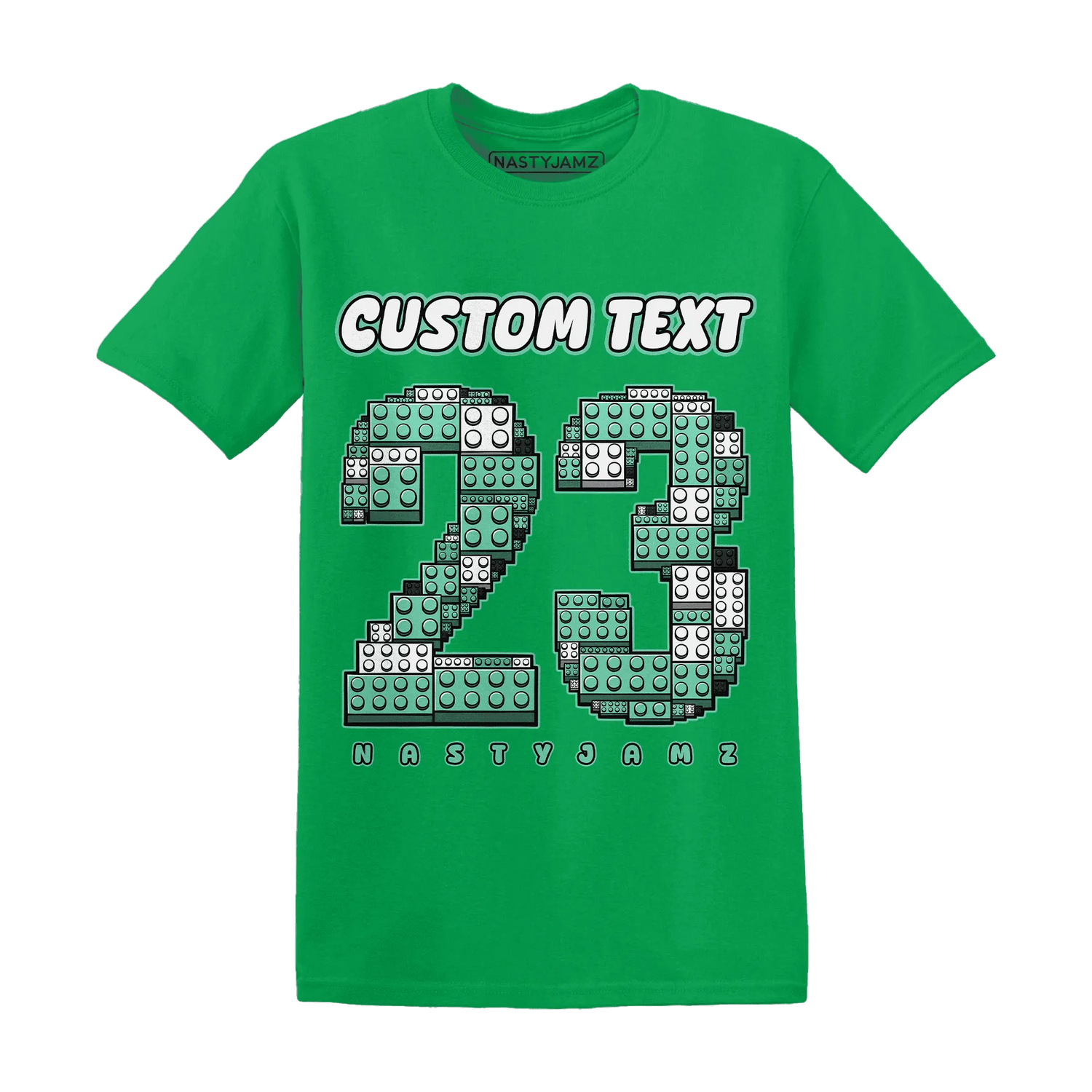 High-OG-Green-Glow-1s-T-Shirt-Match-Number-23-Lego