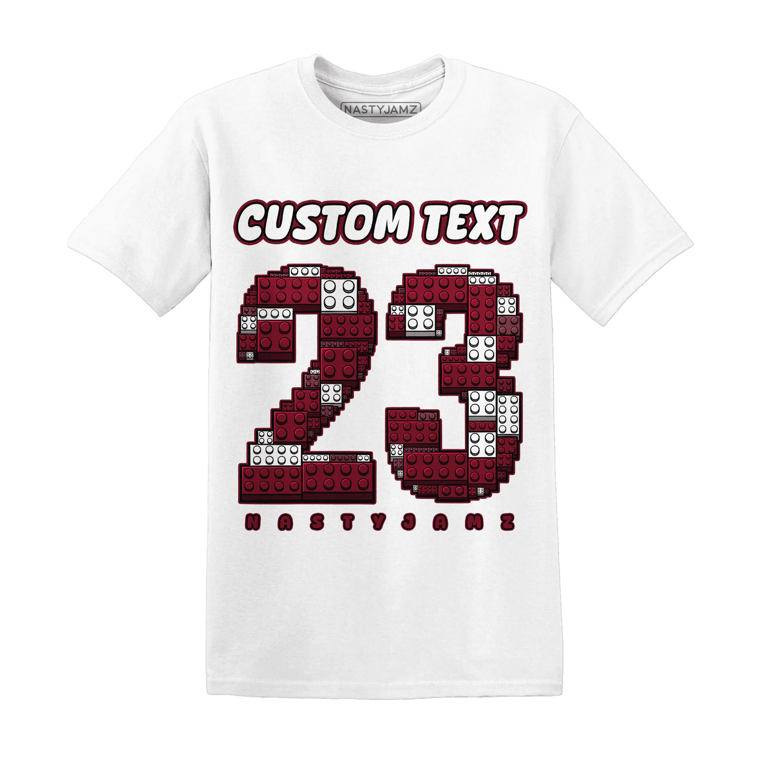 High-White-Team-Red-1s-T-Shirt-Match-Number-23-Lego