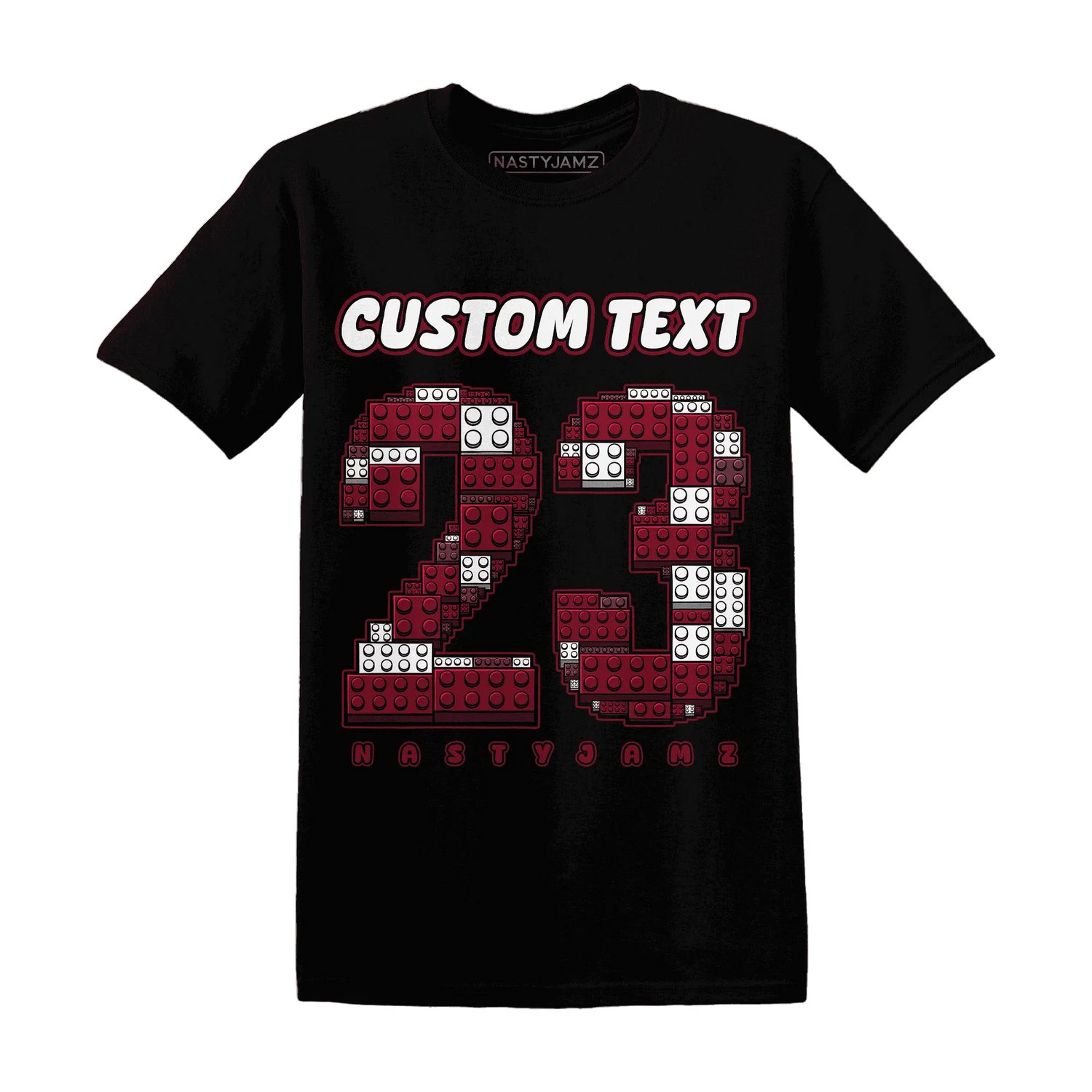 High-White-Team-Red-1s-T-Shirt-Match-Number-23-Lego