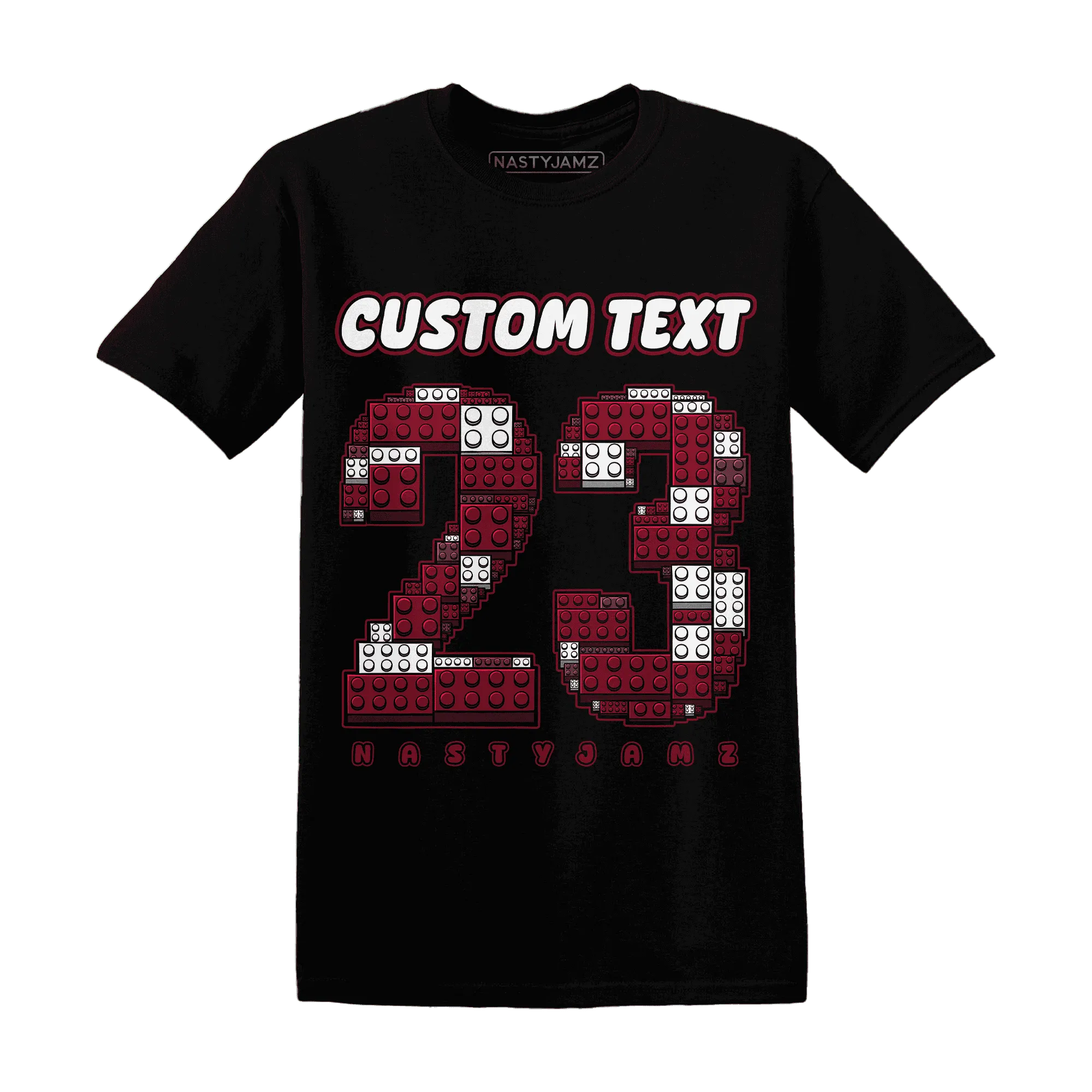 High-White-Team-Red-1s-T-Shirt-Match-Number-23-Lego