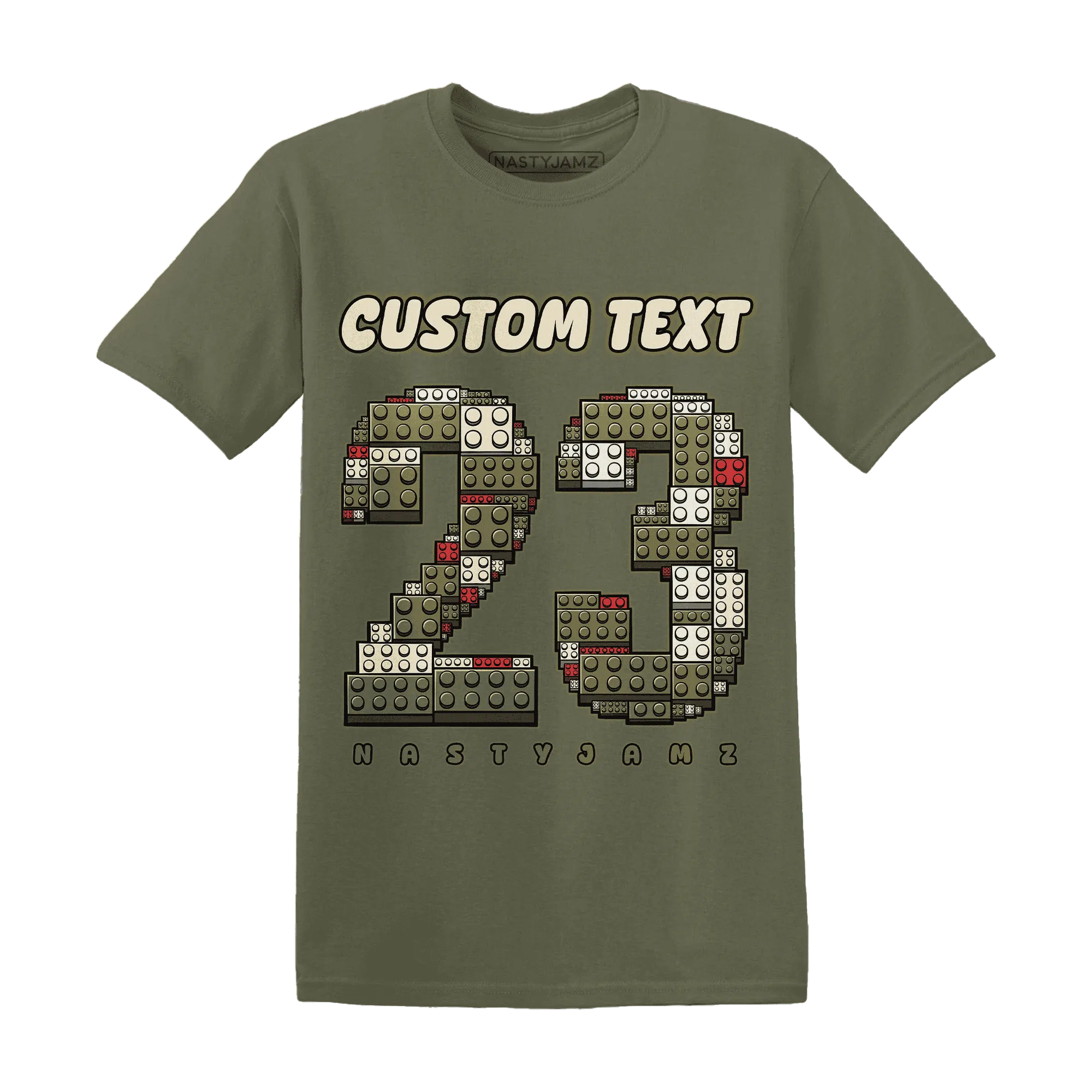 Medium-Olive-1s-NastyJamz-T-Shirt-Match-Number-23-Lego