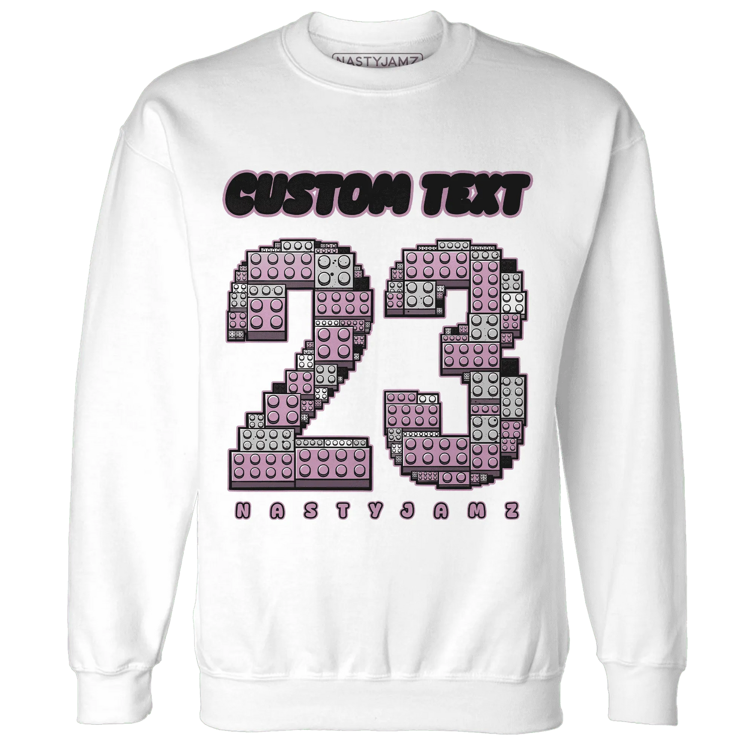 Orchid-Neutral-Grey-Black-White-4s-NastyJamz-Sweatshirt-Match-Number-23-Lego
