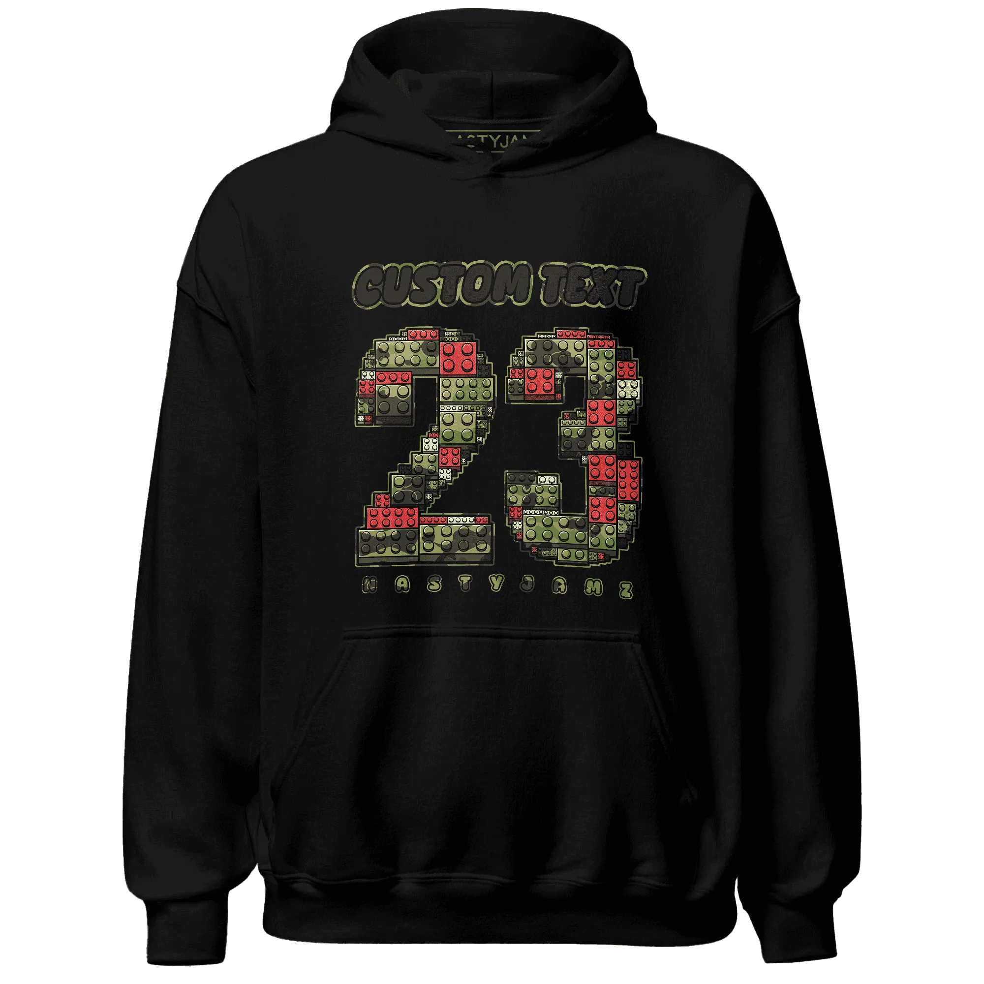 AM-90-Dark-Sage-Solar-Red-NastyJamz-Hoodie-Match-Number-23-Lego