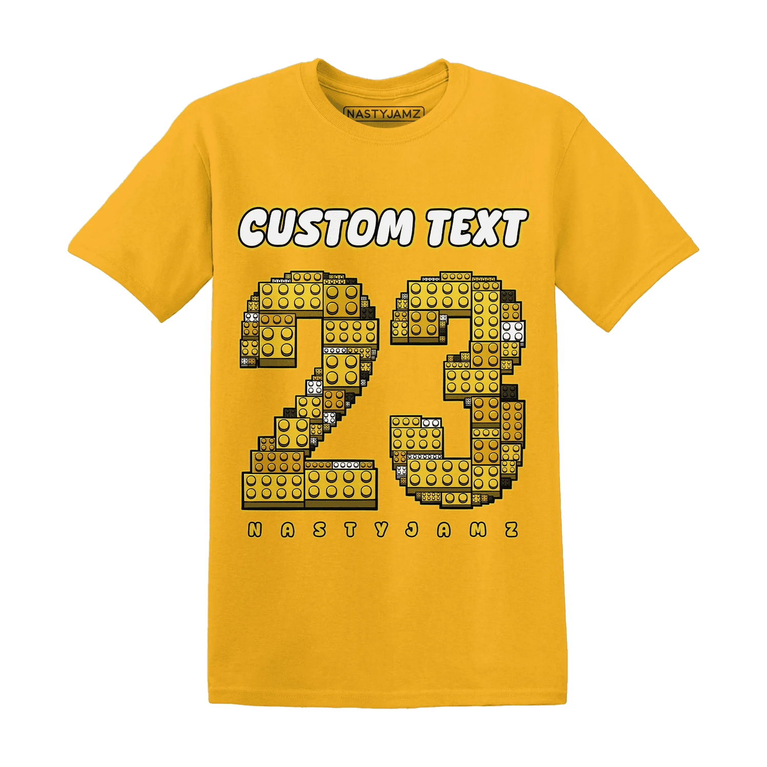 Yellow-Ochre-6s-T-Shirt-Match-Number-23-Lego
